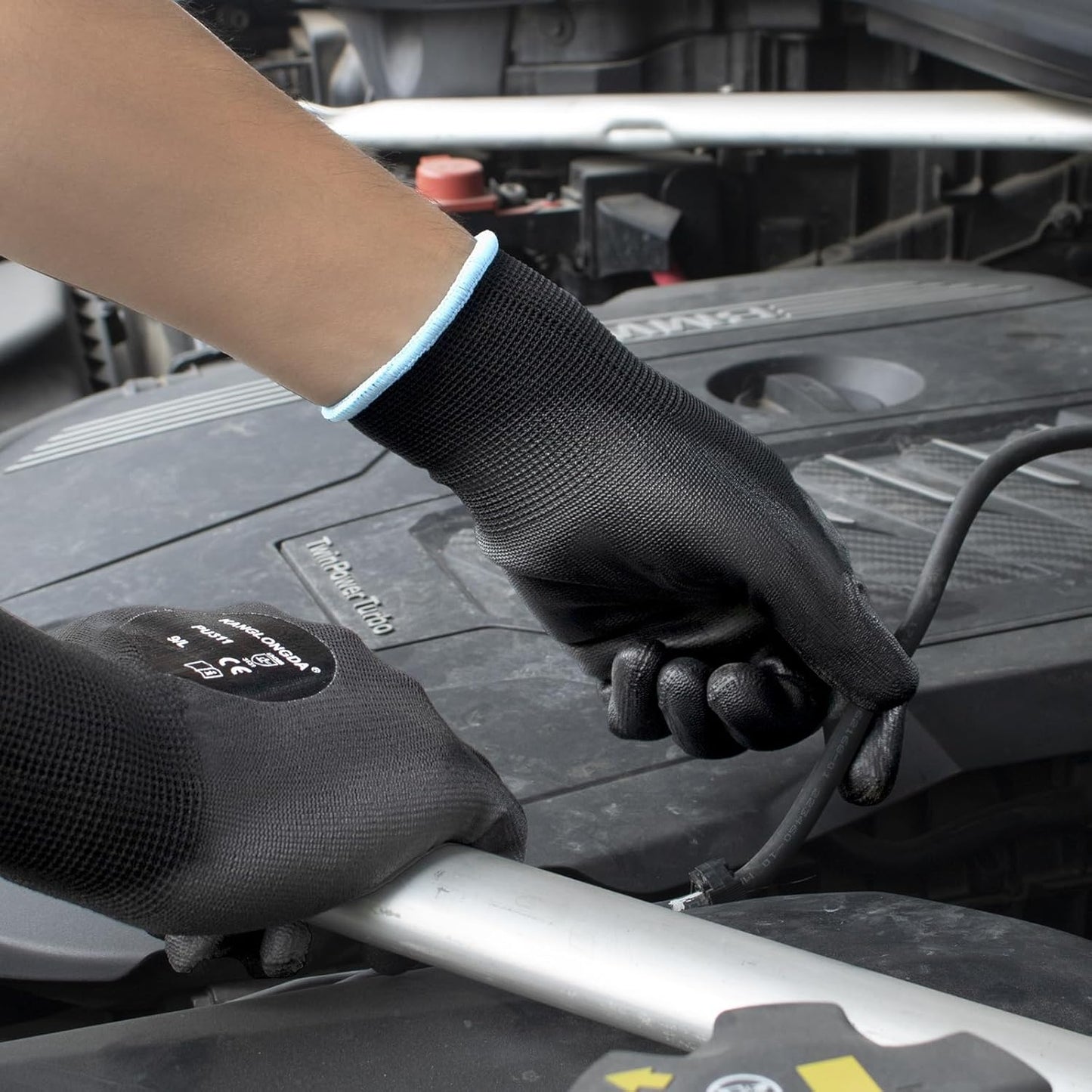 Kebada Safety Work Gloves, 12 Pairs Work Gloves with Grip, PU Coated Grip Gloves for Warehouse