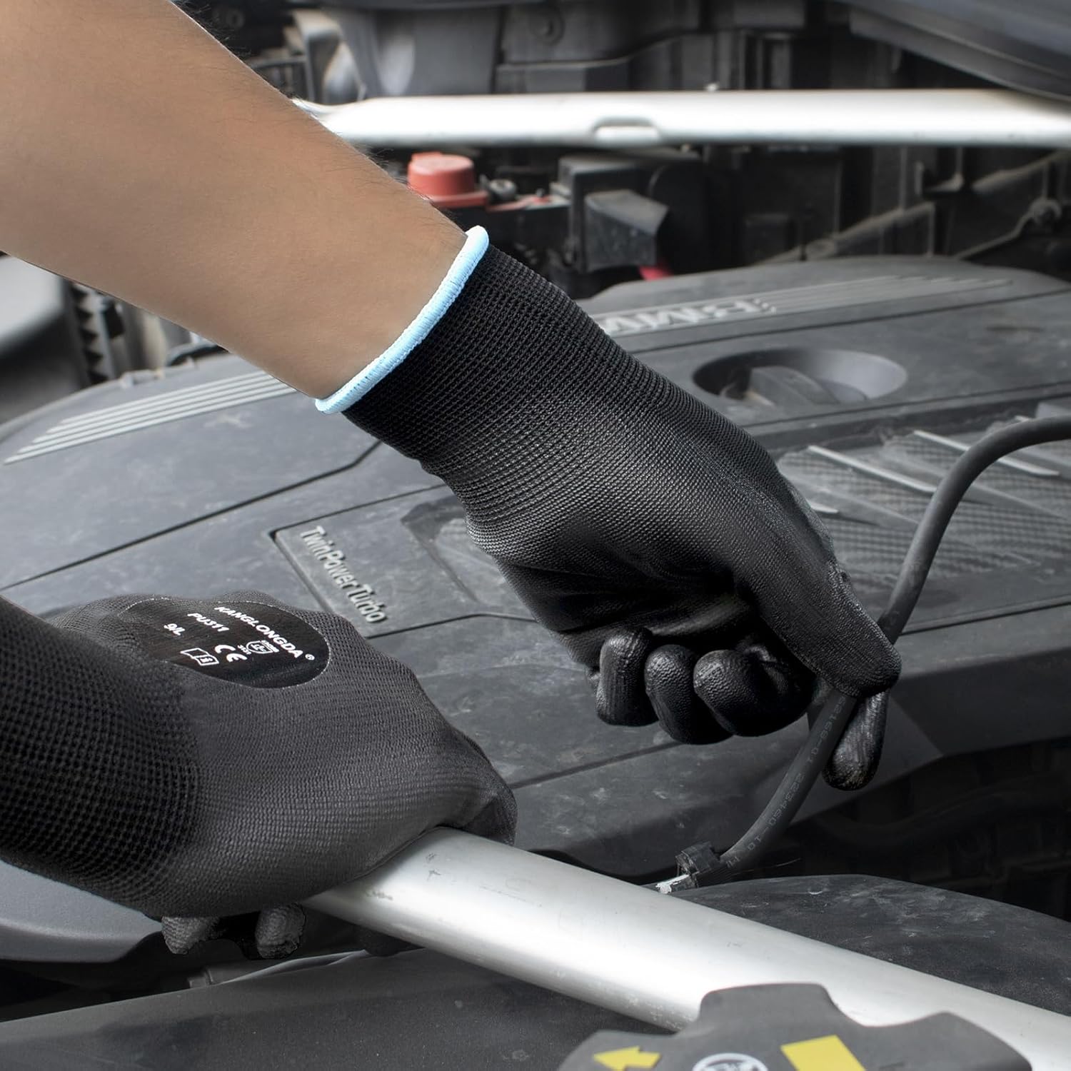 Kebada Safety Work Gloves, 12 Pairs Work Gloves with Grip, PU Coated Grip Gloves for Warehouse