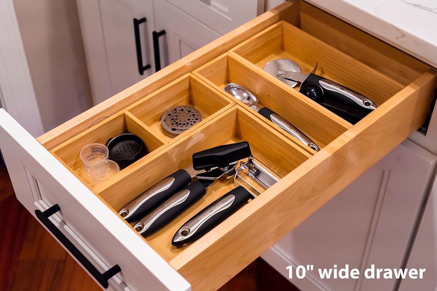 Umilife Drawer Organizer Storage Boxes, 2.5" High Bamboo Drawer Dividers, 5 Rearrangeable Bins for