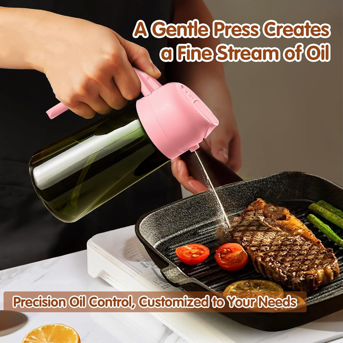YARRAMATE 2Pcs 16oz/470ml Dark Green Oil Sprayer for Cooking with Stickers, Food-grade Premium 2 in