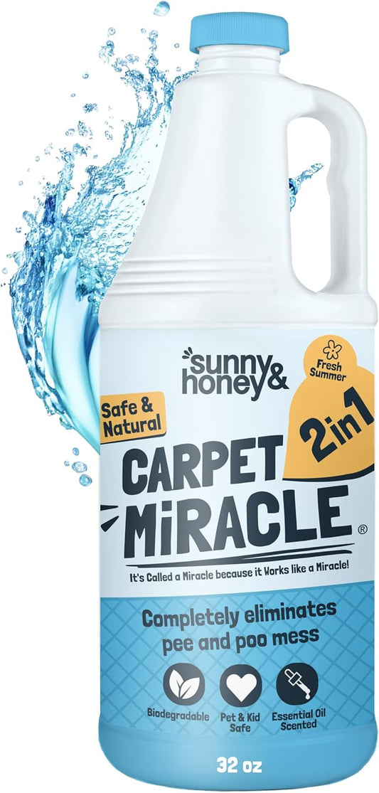 Sunny & Honey Carpet Cleaner Solution - 32 Fl Oz, Fresh Summer Scent - Rug Shampoo & Upholstery