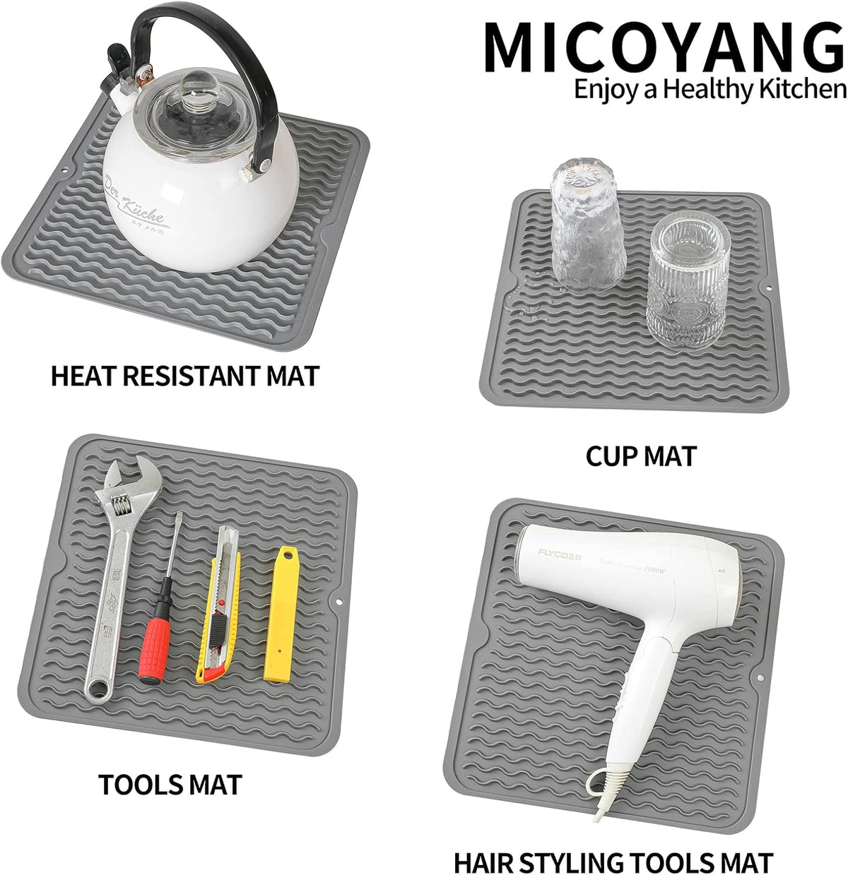 Silicone Dish Drying Mat for Multiple Usage,Easy clean,Eco-friendly,Heat-resistant Silicone Mat for
