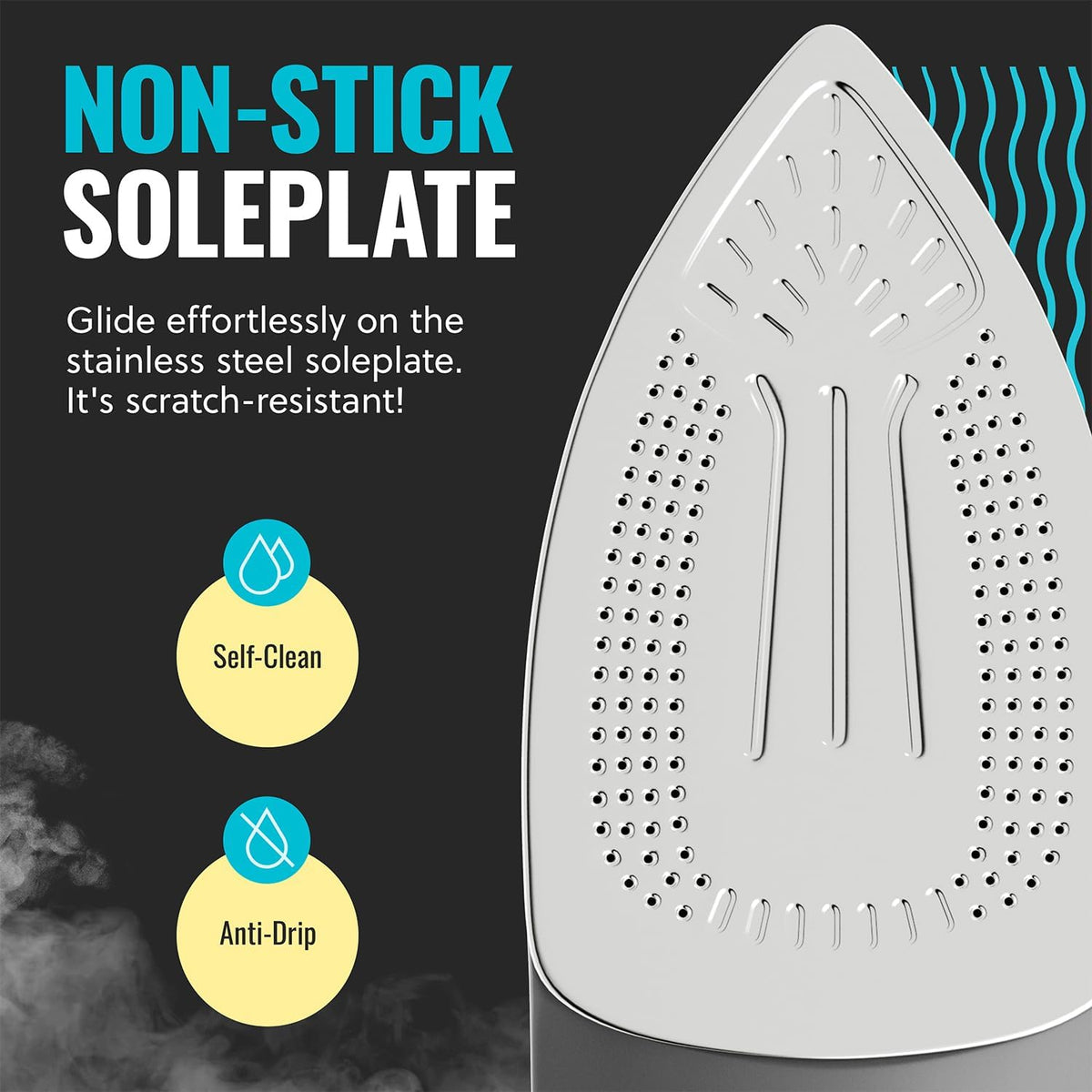 Pursteam Steam Iron for Clothes 1700W with Self-Cleaning Nonstick Stainless Steel Soleplate, Auto