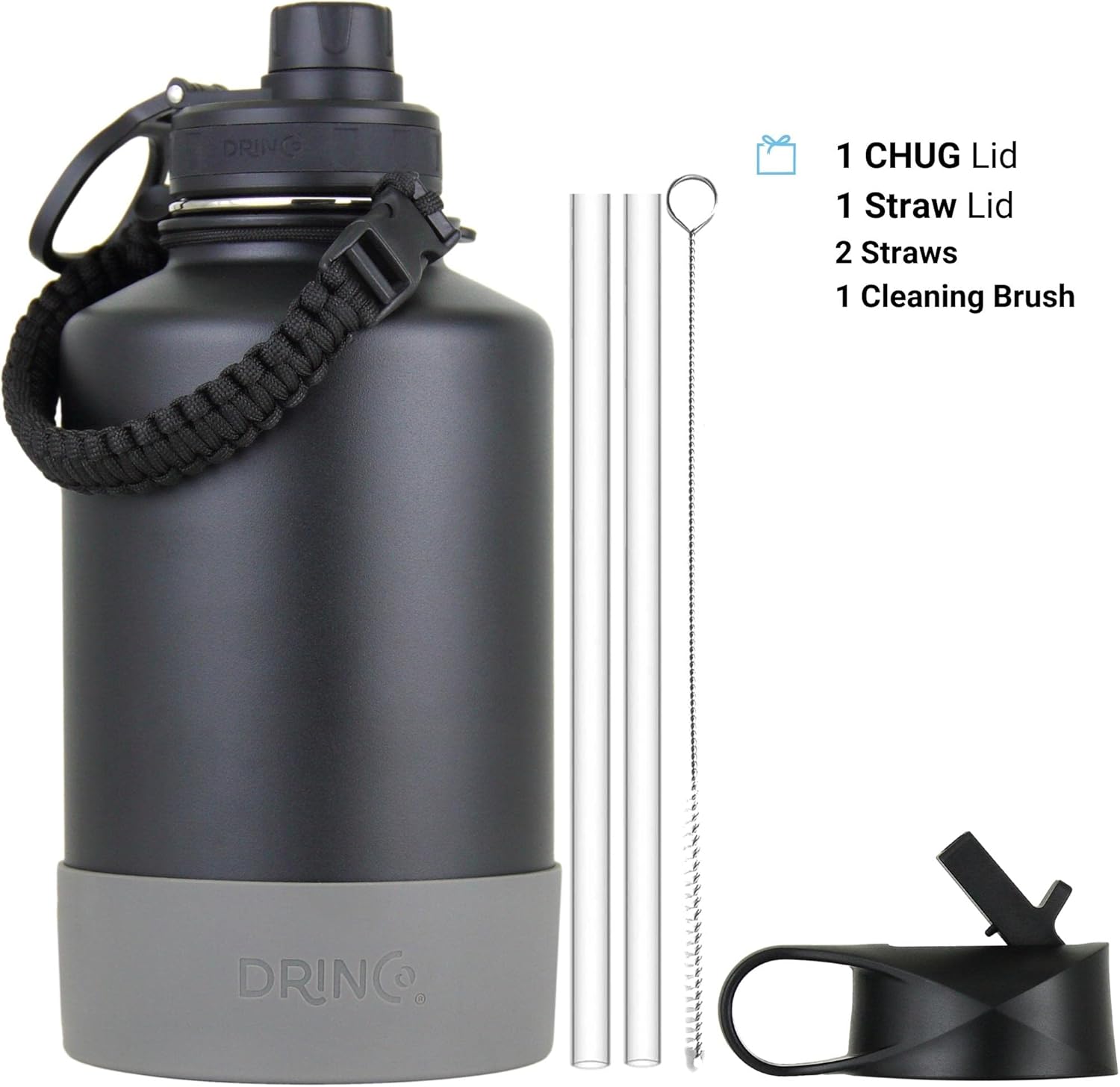 DRINCO Stainless Steel Water Bottle Spout Lid Vacuum Insulated Double Wall Water Bottles Wide Mouth