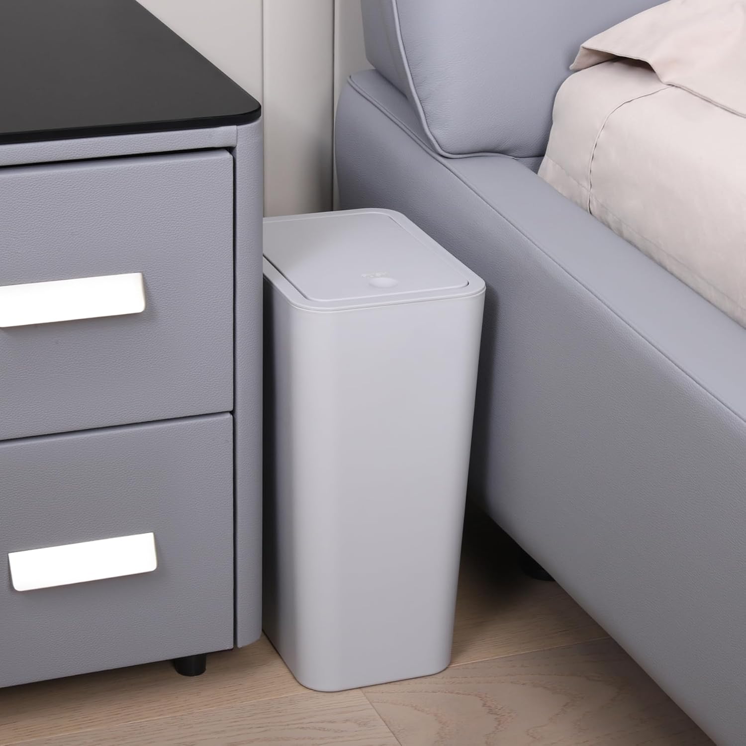 TIPGO Bathroom Trash Can with Lid, 10 Liter/ 2.6 Gallon Slim Garbage Can, Small Trash Bin Waste