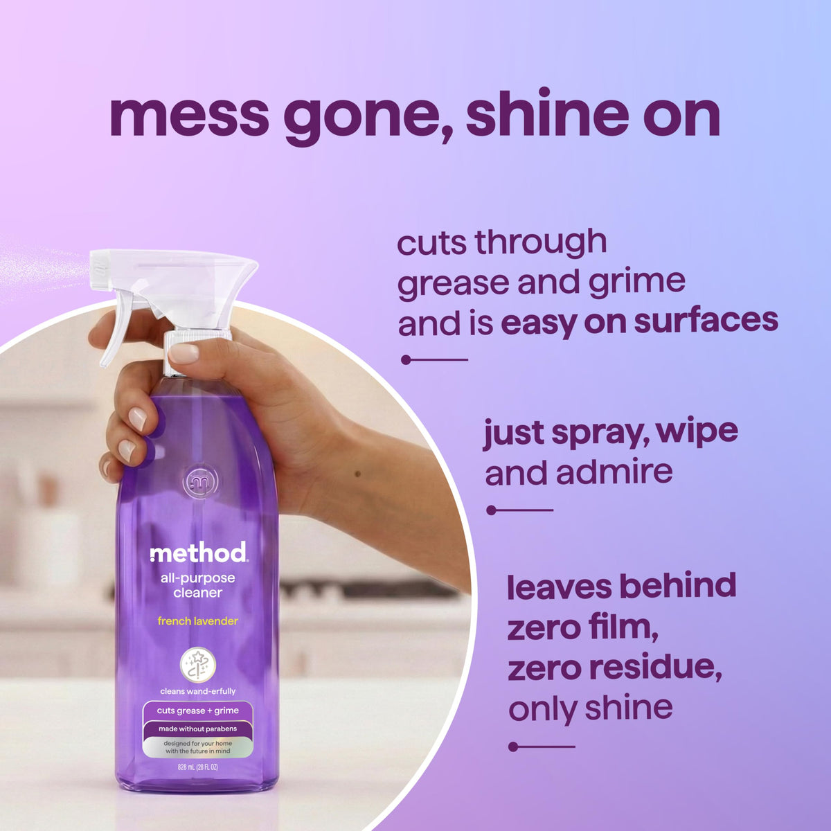 method All-Purpose Cleaner Spray, French Lavender, 28 fl oz, 4 pack