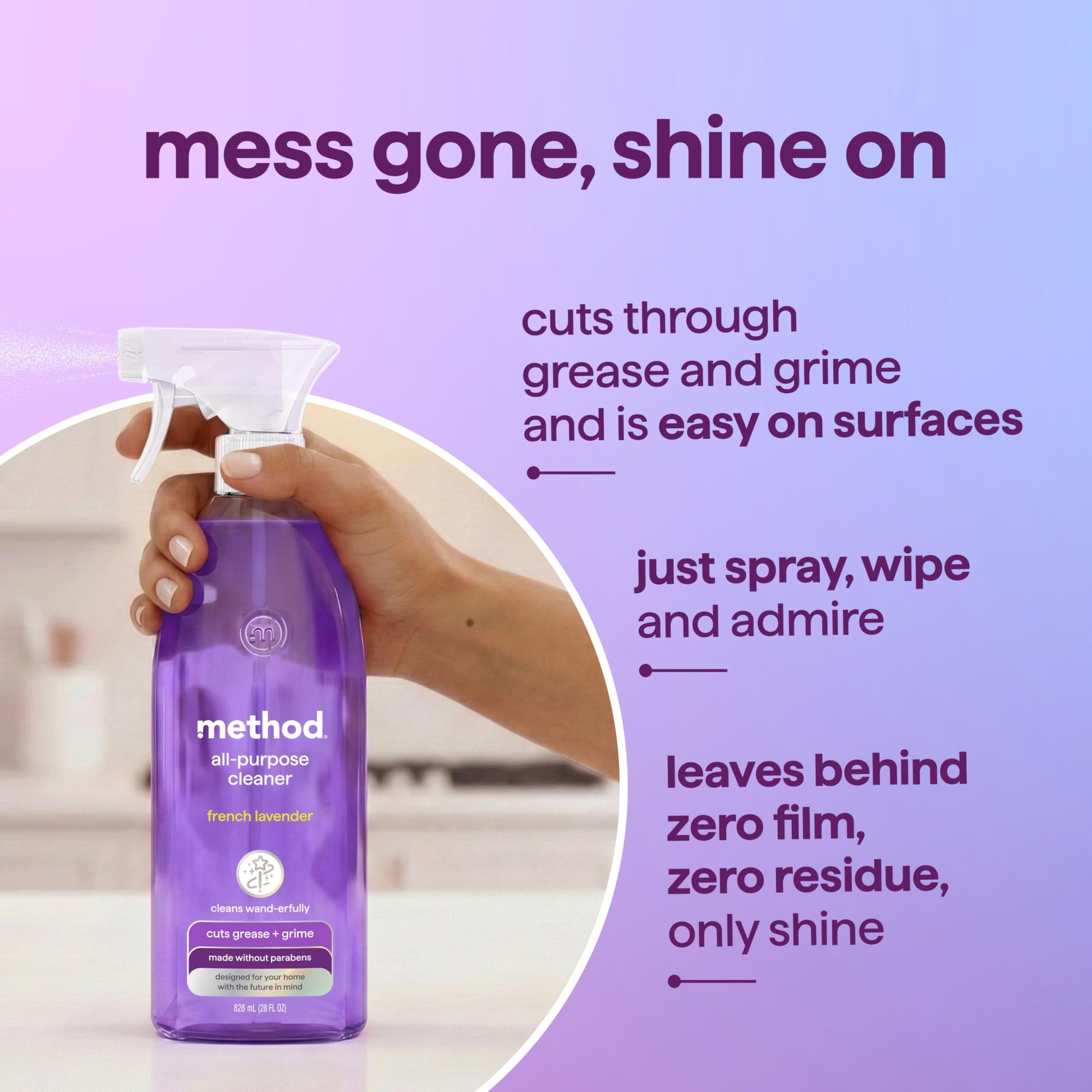 method All-Purpose Cleaner Spray, French Lavender, 28 fl oz, 4 pack