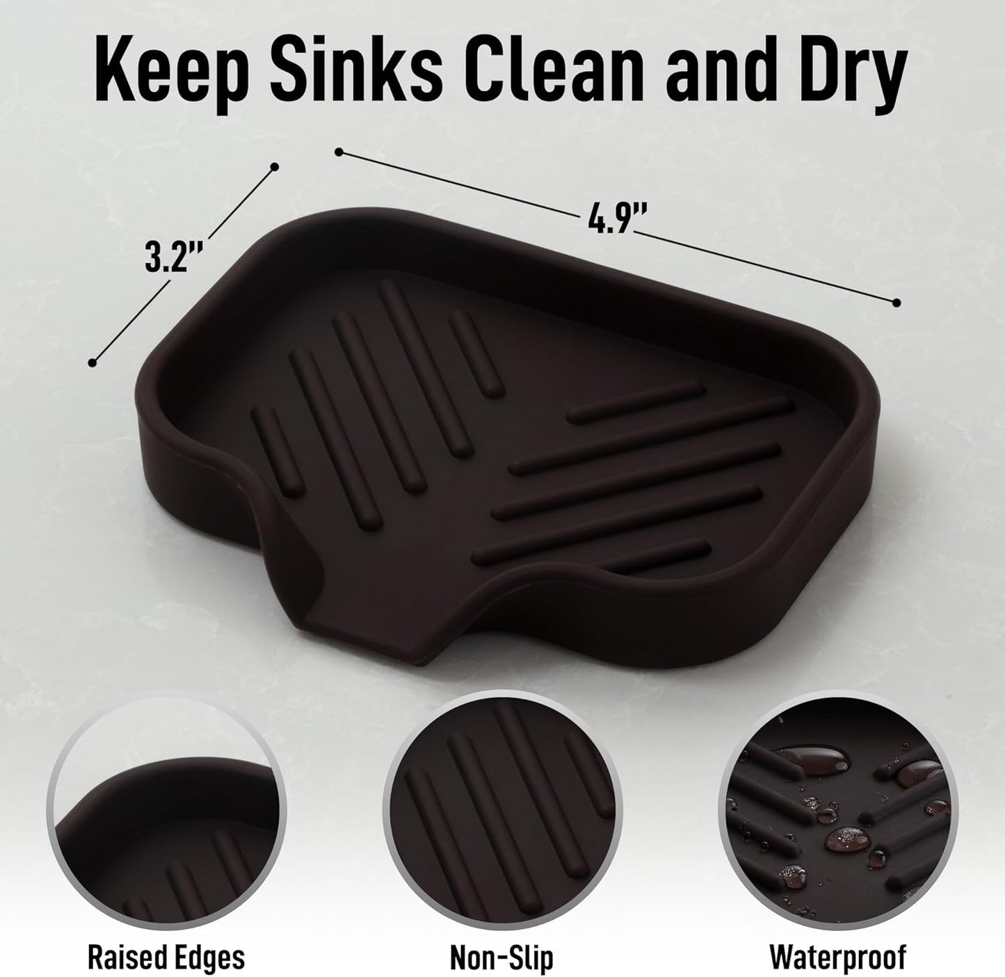 Zulay Kitchen Small Silicone Sponge Holder (4.9x3.3”) – Space-Saving Sink Organizer Tray for