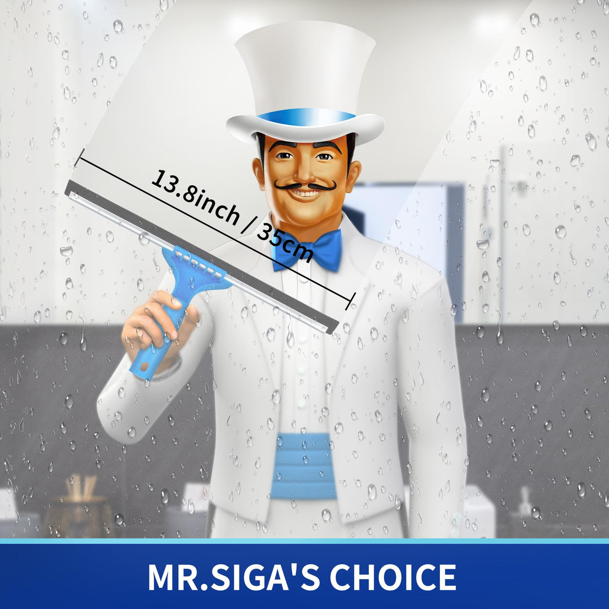 MR.SIGA Professional Window Squeegee & Microfiber Window Scrubber, 14 inch