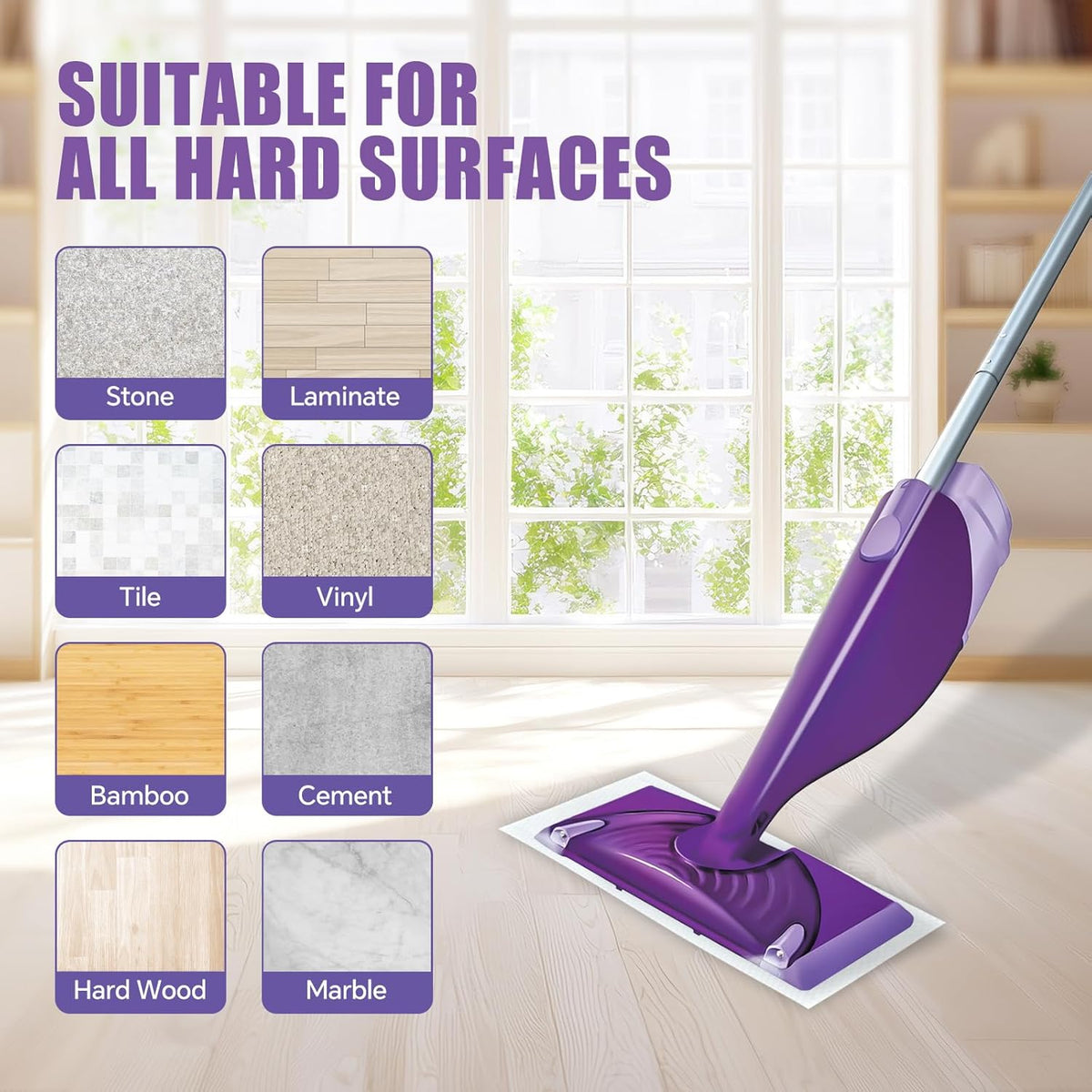 80 Pack Disposable Mop Pad Refills for Swiffer Wet Jet Spray Mop，Dry&Wet Mopping Pad Compatible