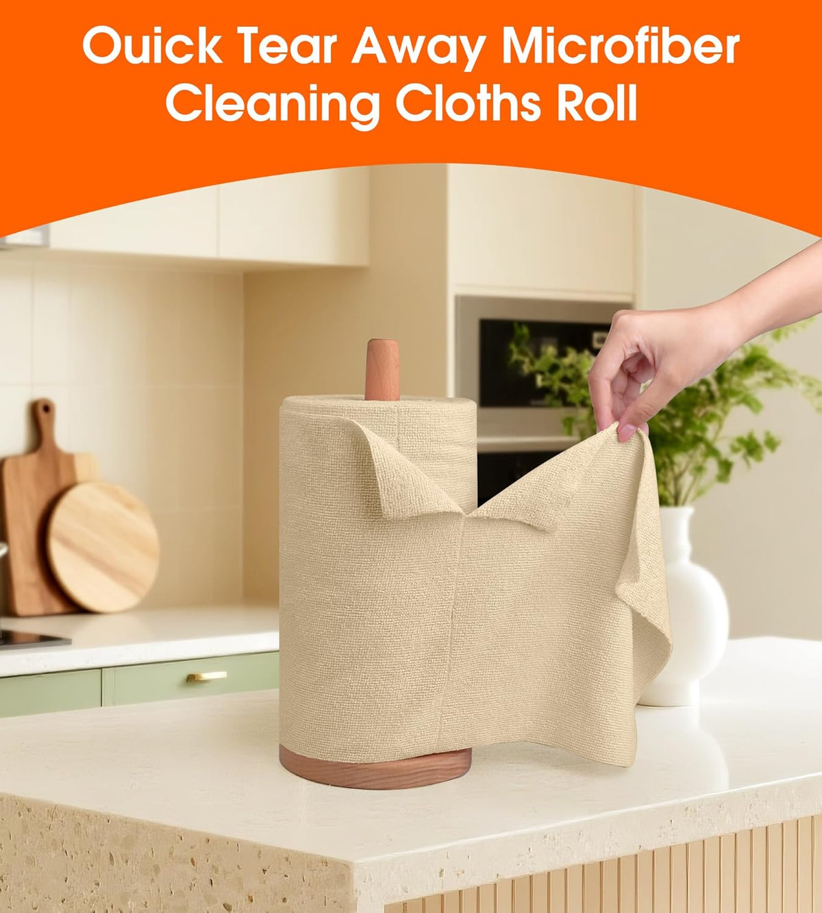 Roll of Microfiber Cleaning Cloth –100 Pack, Tear Away Microfiber Towels, Reusable, Washable