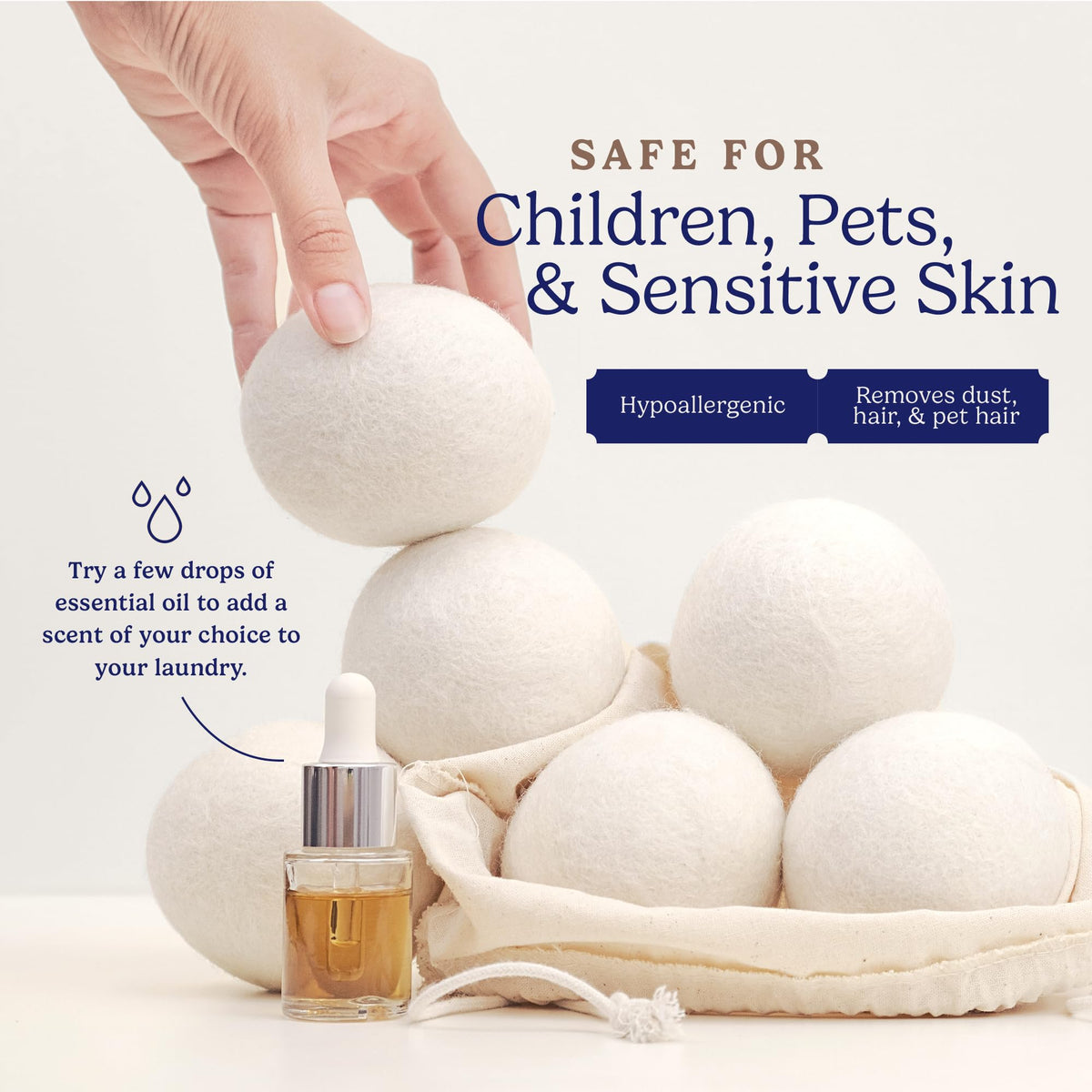 Handy Laundry Wool Dryer Balls - 2.5 Inch - Natural Fabric Softener, Reusable, Reduces Clothing