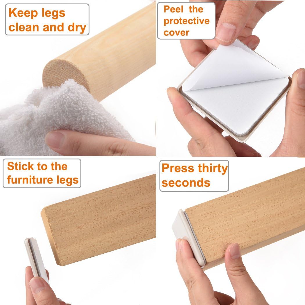 Ezprotekt 16 Pcs Self-Stick Furniture Movers Sliders for Carpet, 2.5 inch Square Self-Adhesive