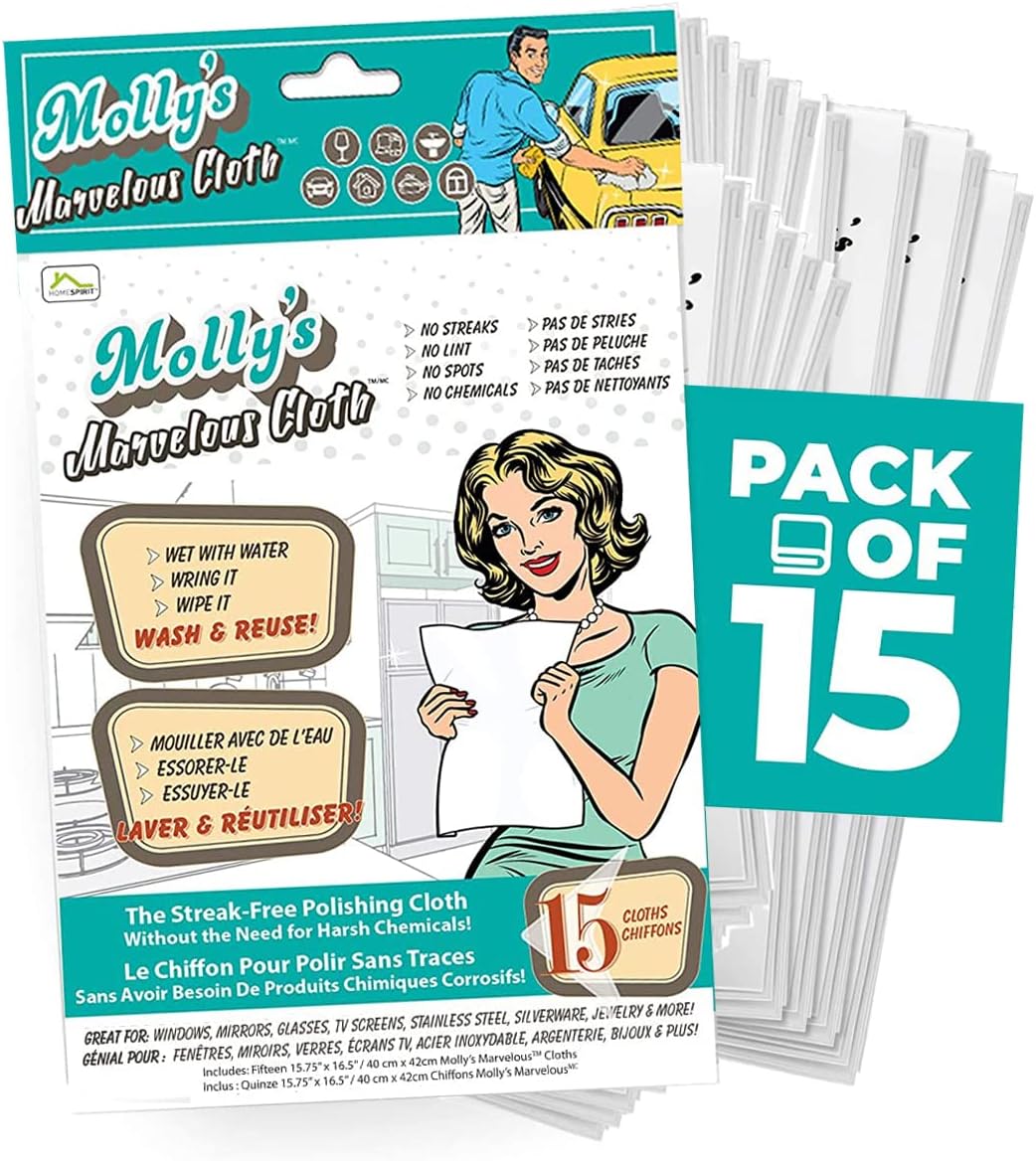 Molly's Marvelous Cloth, Streak-Free, Lint-Free Microfiber Cleaning Cloth, Polishing Cloth for