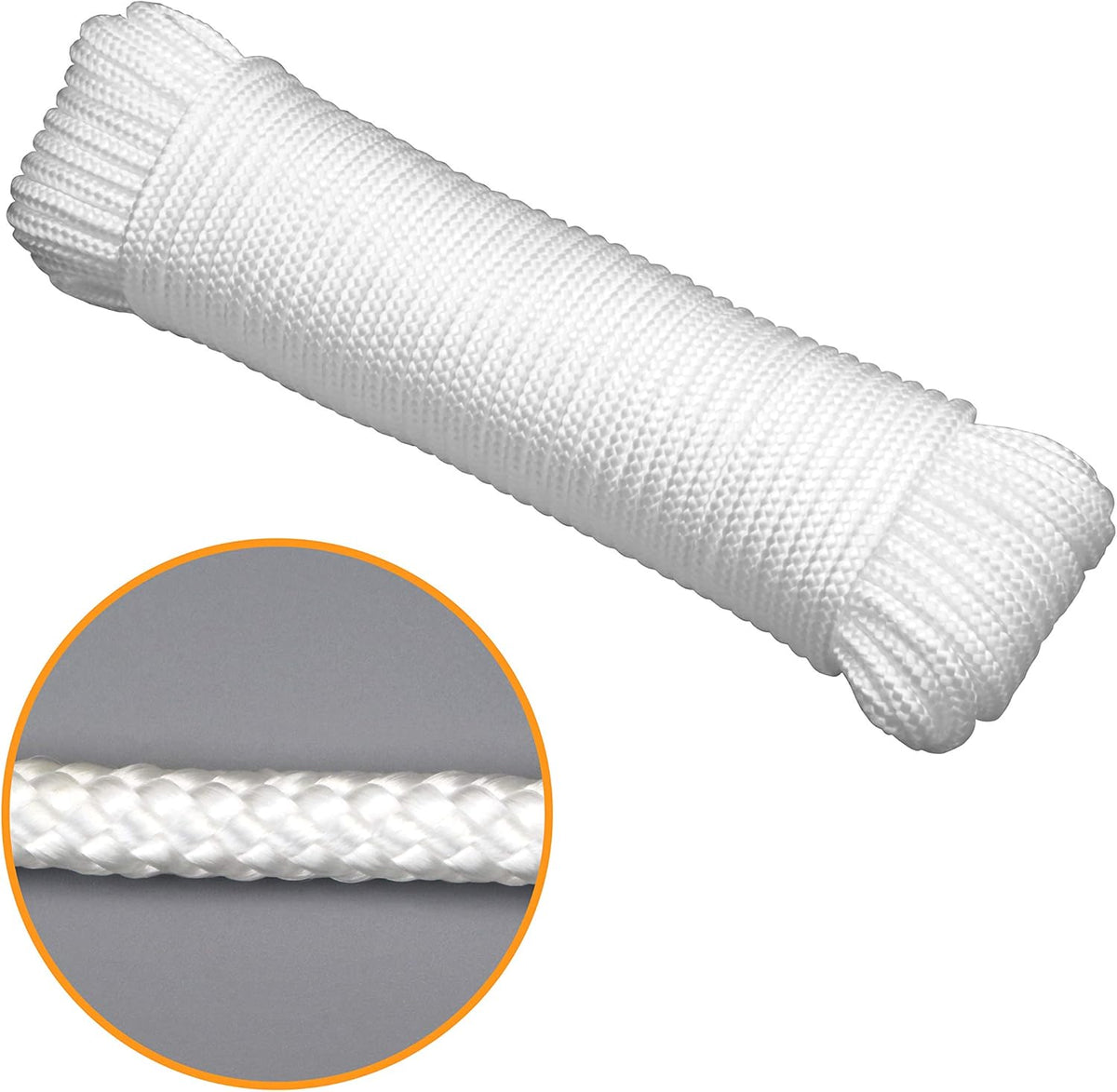Gardzen 72' x φ1/4" White Rope, UV Resistant Rope for Flag Pole, Clothes line, Camping Tent