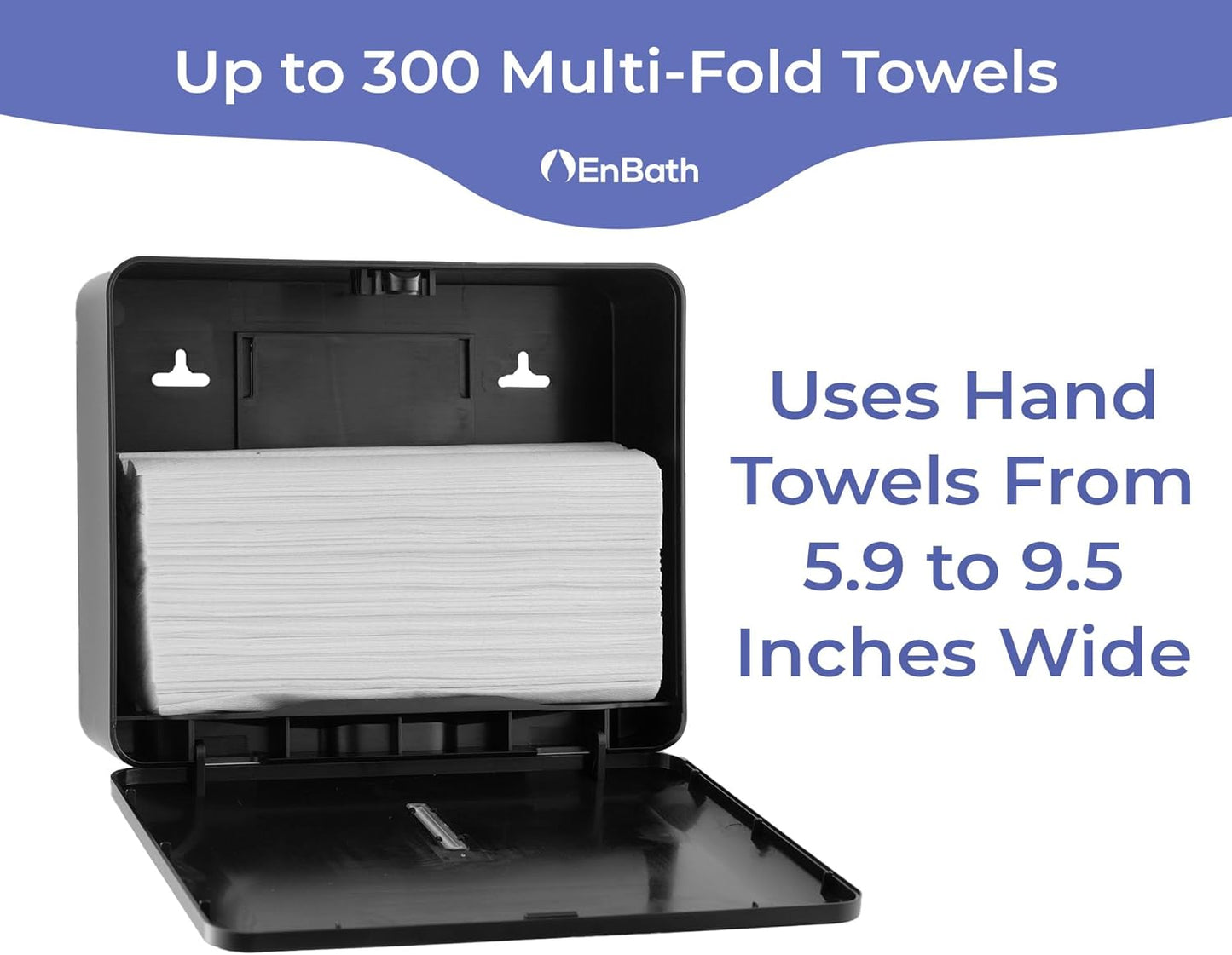 Multifold Paper Towel Dispenser Wall Mount (Black, 2-Pack), Folded Hand Towel Dispenser for
