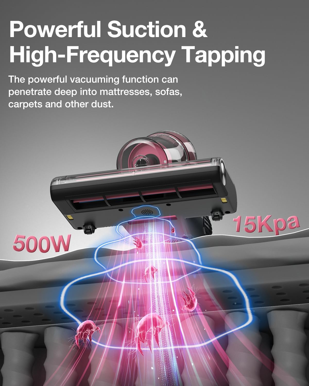 Jimmy Mattress Vacuum Cleaner, Bed Vacuum Cleaner with UV Sanitizing & HEPA Filter & Ultrasonic