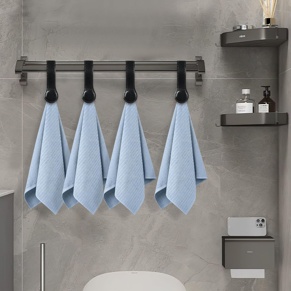 4 PCS Genuine Leather Towel Clips for Kitchen, Magnetic Hand Clips, Towel Holder with Magnet for