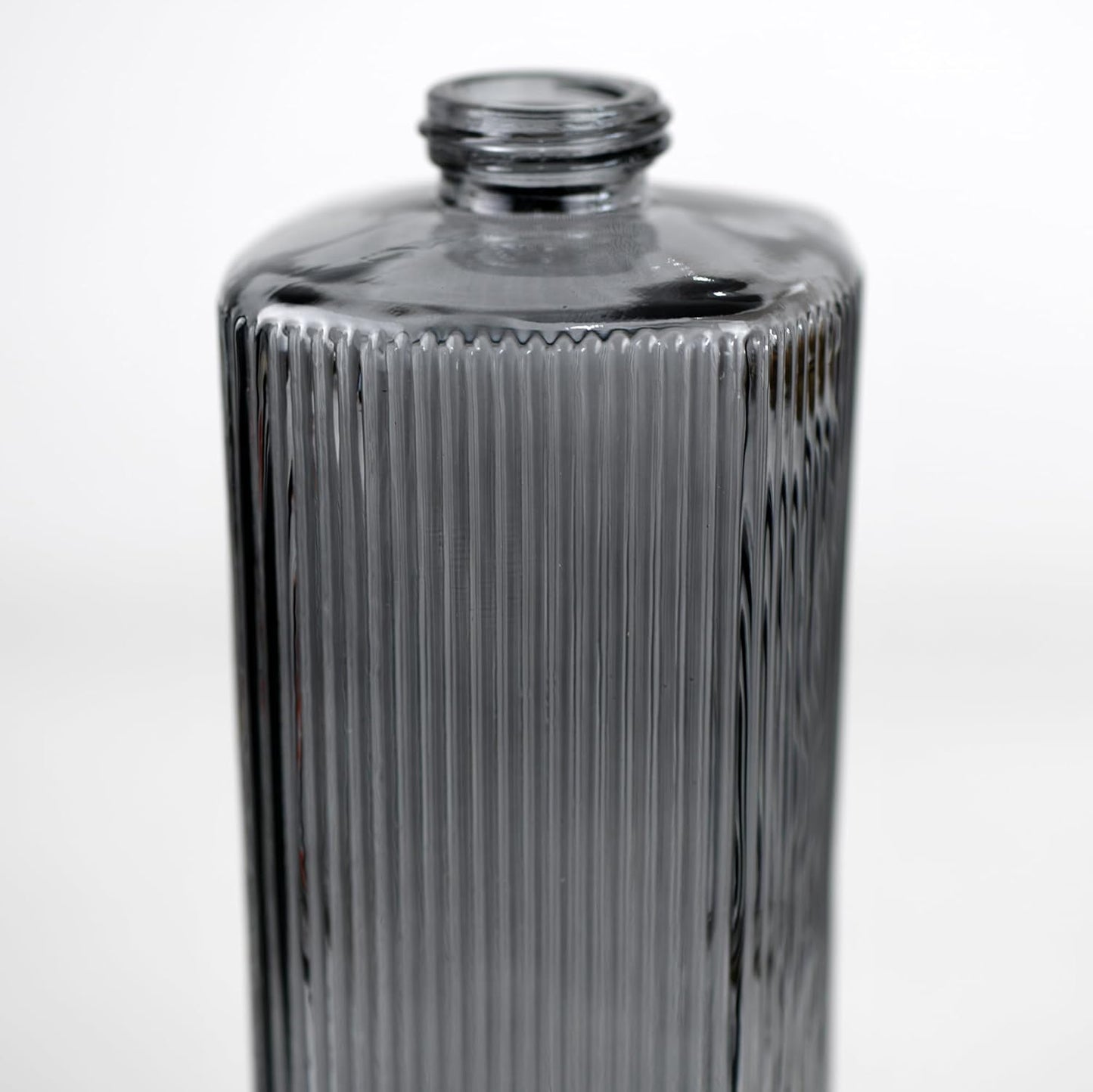 12 oz Glass Soap Dispenser with Vertical Stripe with Black Plastic Rustproof Pump, Small Refillable
