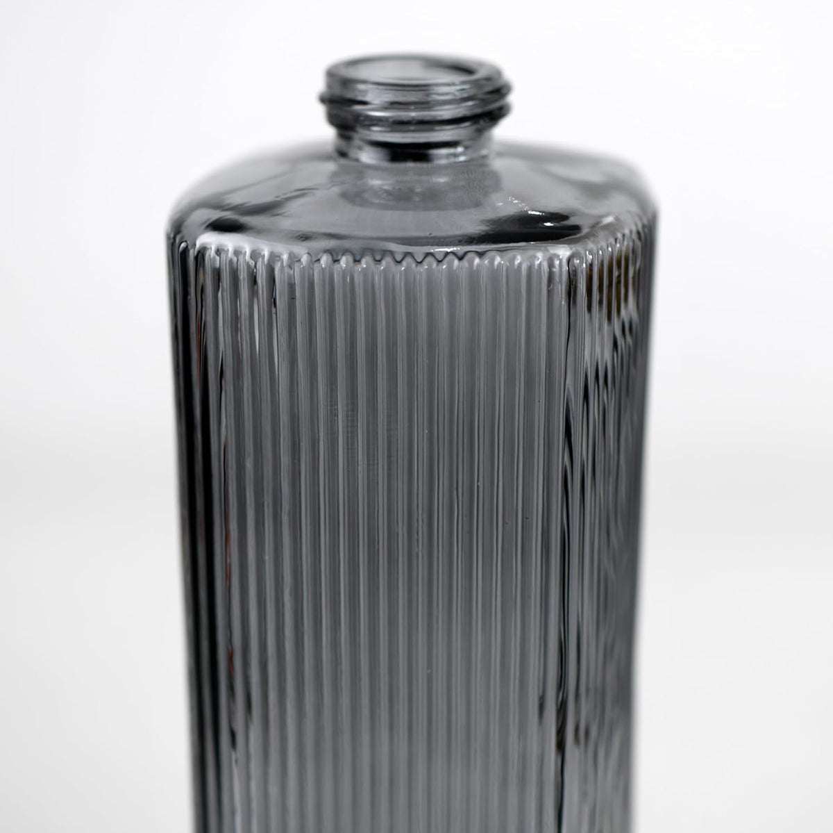 12 oz Glass Soap Dispenser with Vertical Stripe with Black Plastic Rustproof Pump, Small Refillable