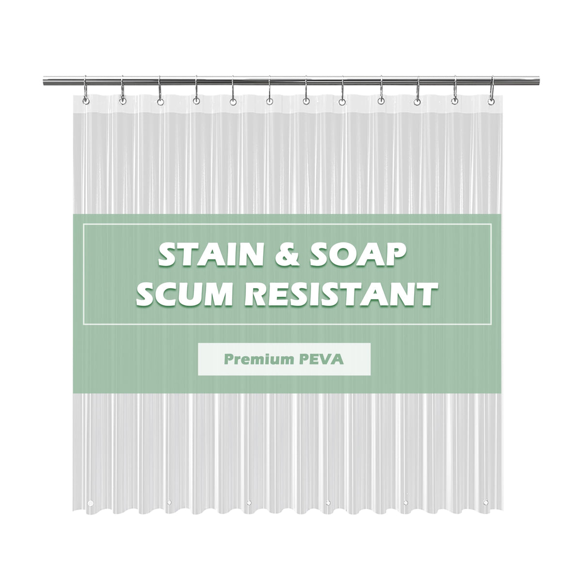 EHZNZIE Crystal Clear Shower Curtain Liner 72x72, PEVA Waterproof Bath Curtain, No Chemical Smell