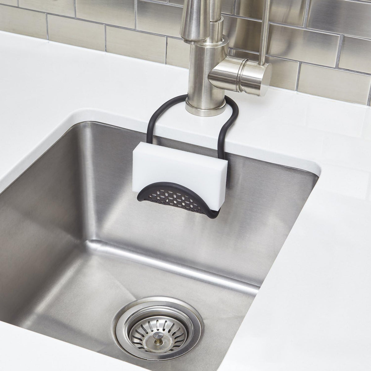 Umbra Sling Kitchen Sink Accessory, Single-Sided Sponge Holder, Black