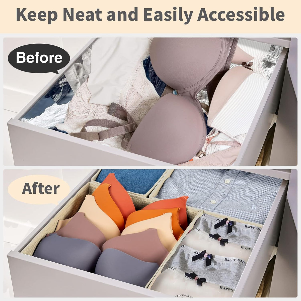 Criusia Drawer Organizer Clothes, 8 Pack Underwear Drawer Organizer, Foldable Cloth Storage Box