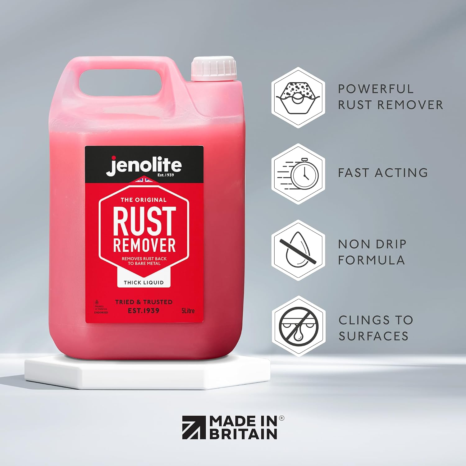 JENOLITE Rust Remover for Metal - Fast Acting No Drip Thick Liquid - Industrial Strength, Removes