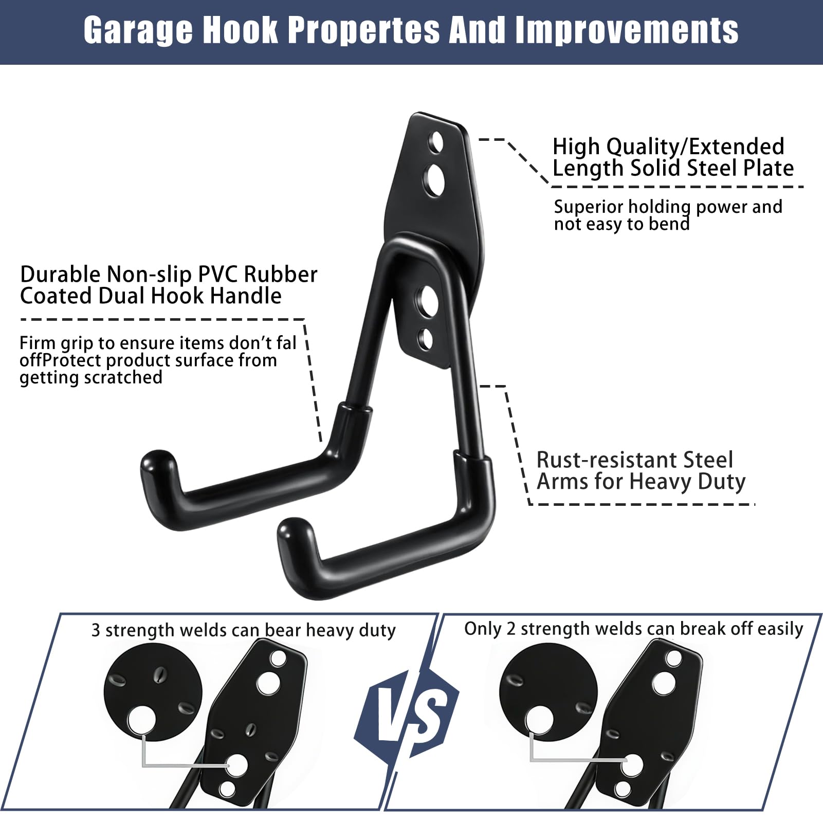 KOFANI Steel Garage Storage Hooks, 16 Pack Anti-Slip Coating – view 3
