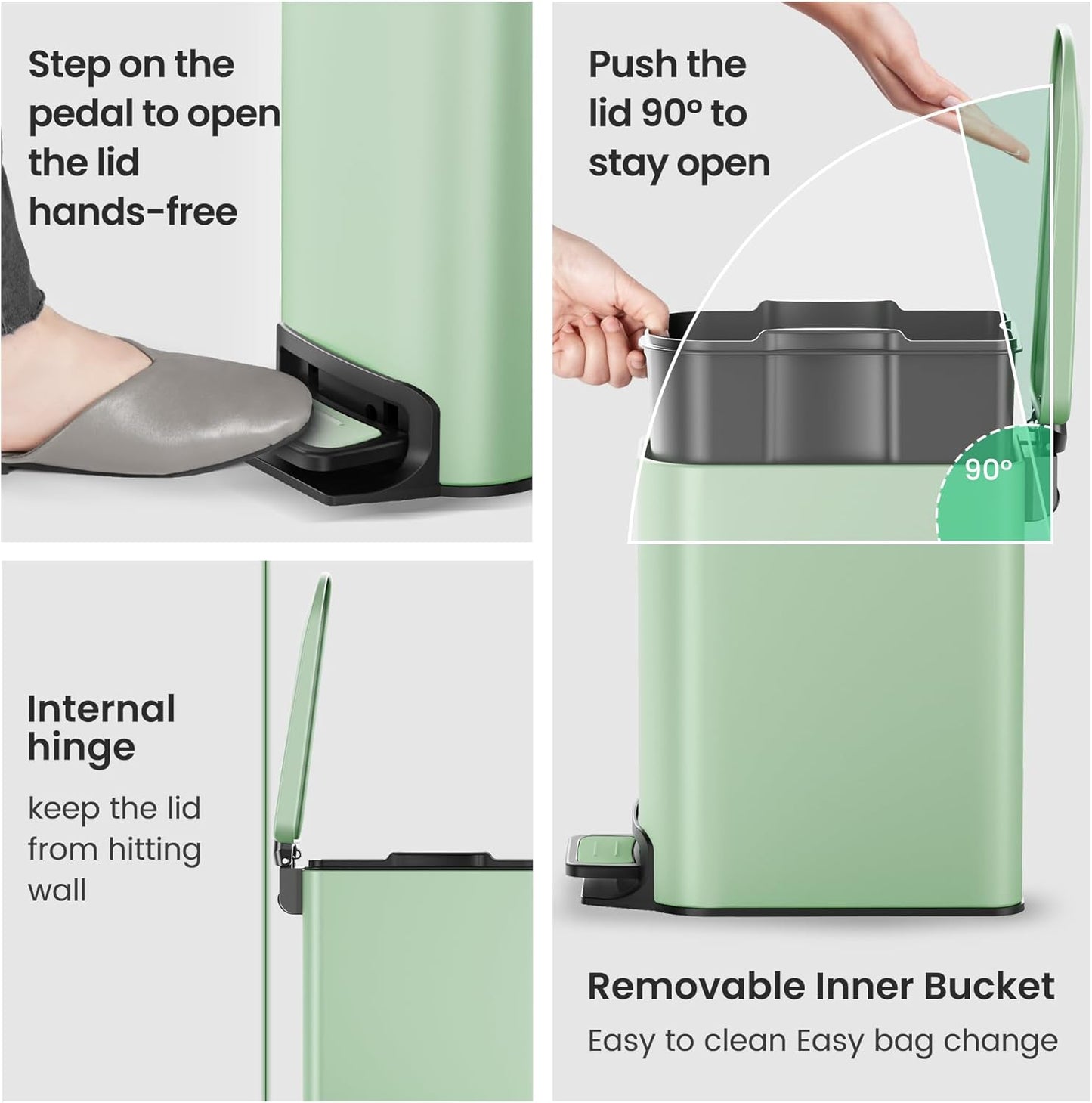 Cesun Small Bathroom Trash Can with Lid Soft Close, Step Pedal, 6 Liter / 1.6 Gallon Stainless