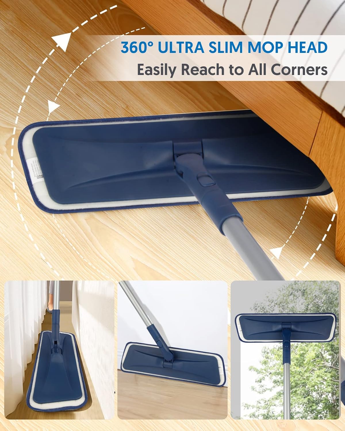 Microfiber Mops for Floor Cleaning - BPAWA Flat Floor Mop Wet Dry Use for Hardwood Floors Laminate