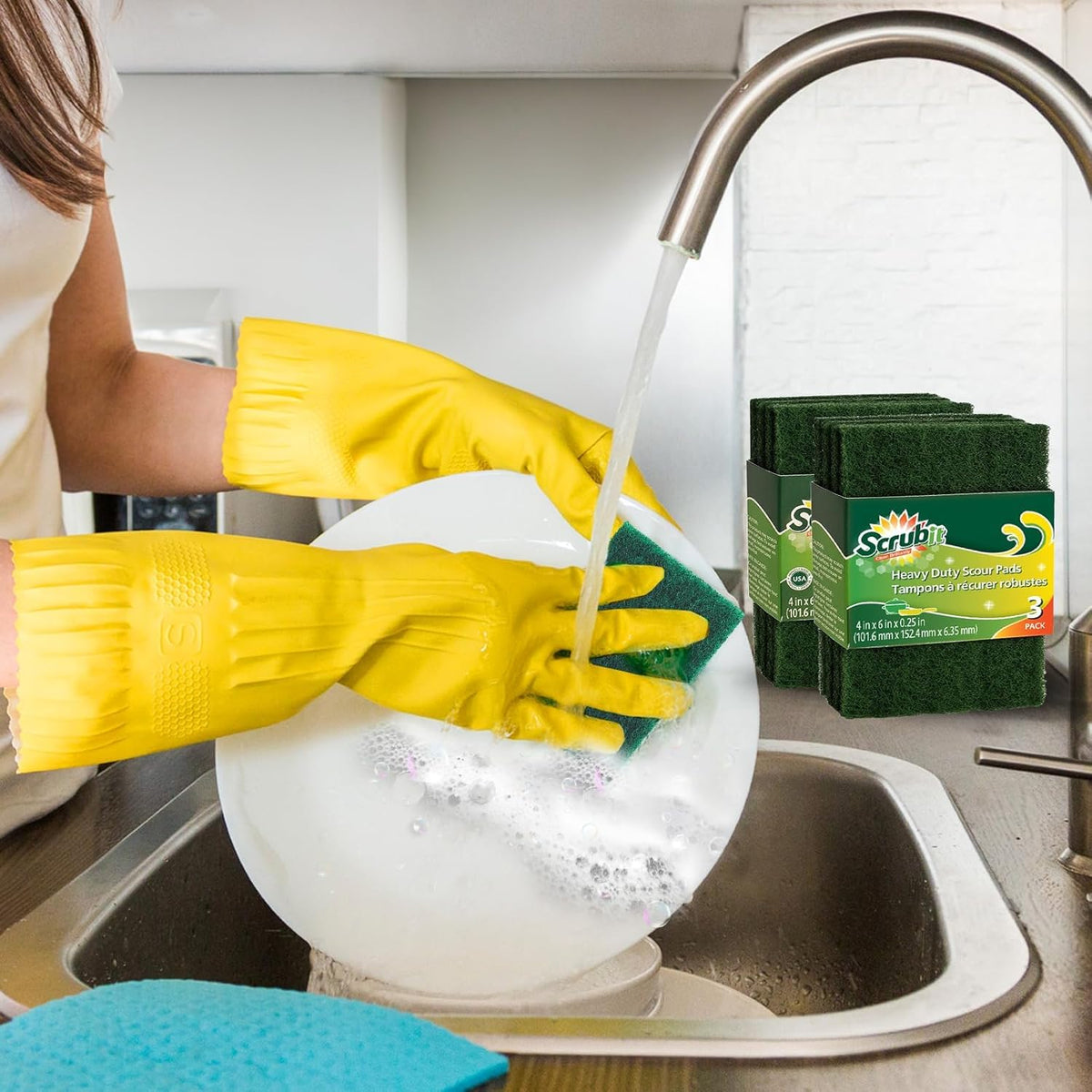 Scouring Pads - Heavy Duty Household Cleaning Scrubber with Non-Scratch Anti-Grease Technology