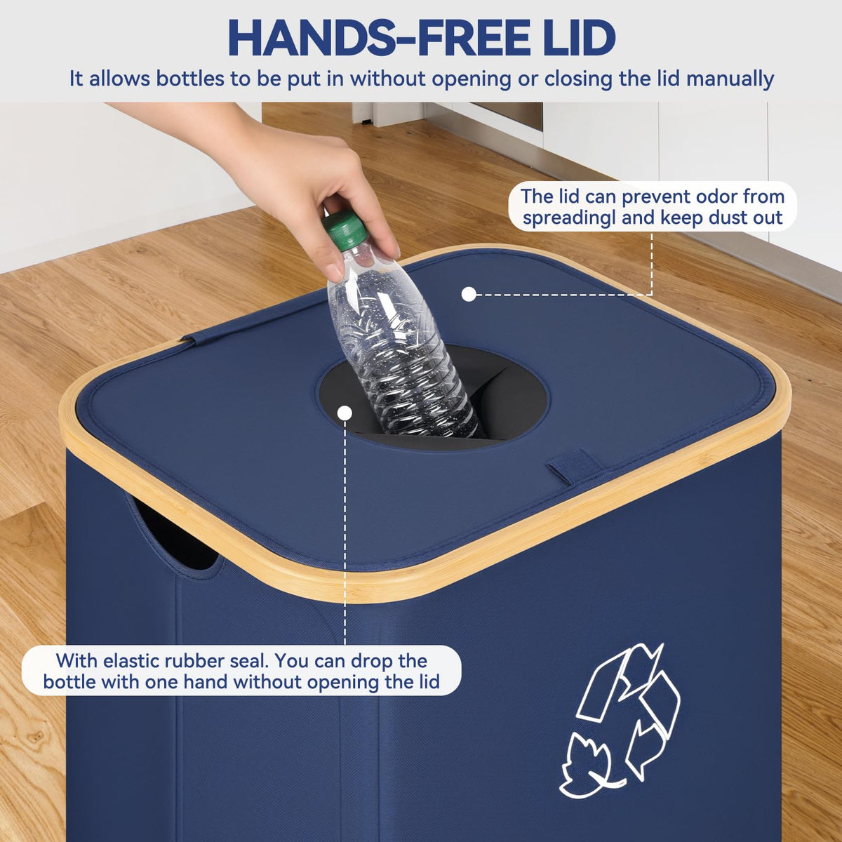 CFGUK Recycling Bin for Kitchen, 26 Gallon 100L Indoor Home Recycle Bin with Lid and 2 Removeable