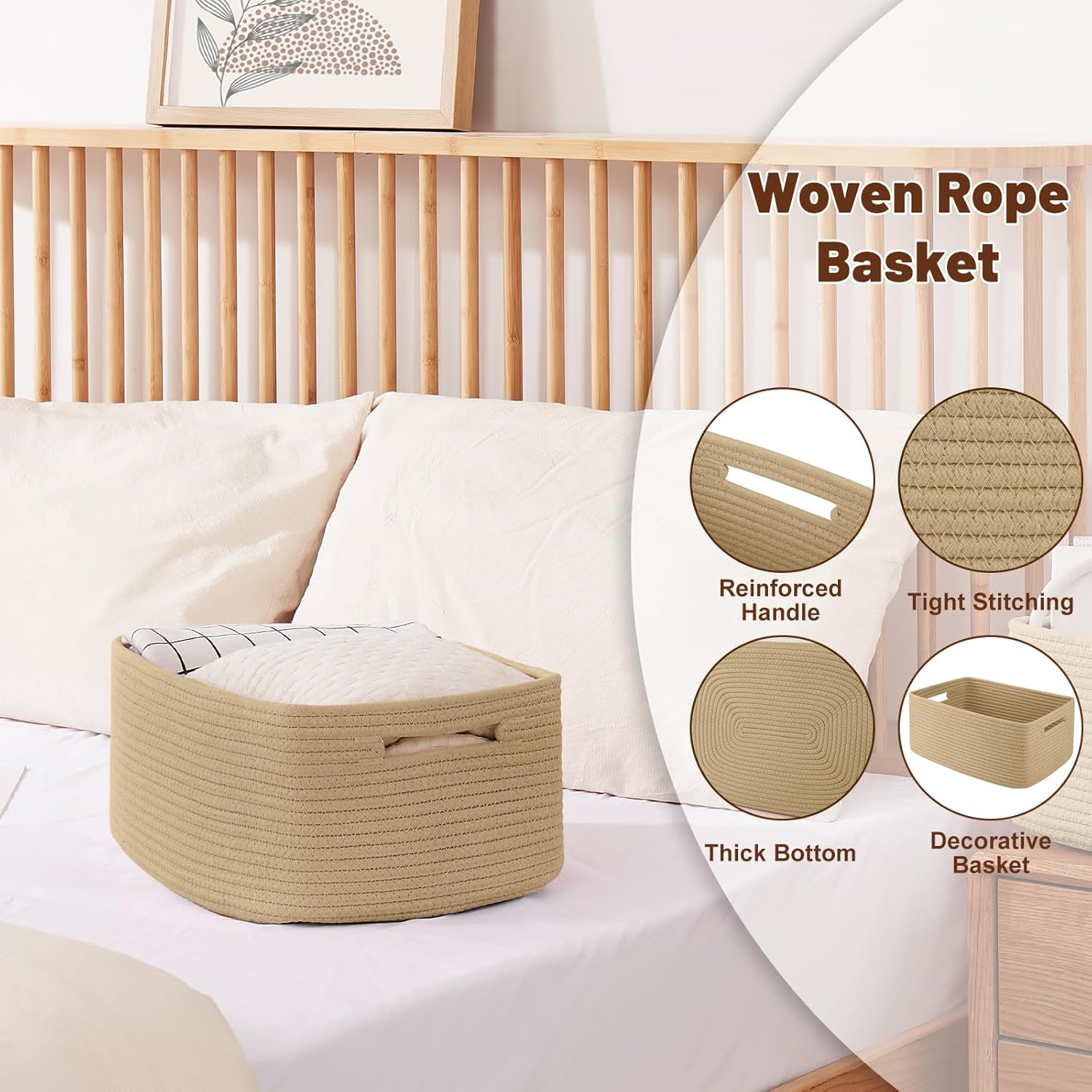 OIAHOMY Storage Basket for Shelves, Closet Cube Storage Bins Baskets for Clothes Blanket Towels