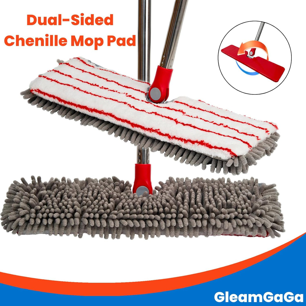 Microfiber Mops for Floor Cleaning, Flat Dust Mop with 4 Washable Pads, Dual-Sided Flip Mop for Wet