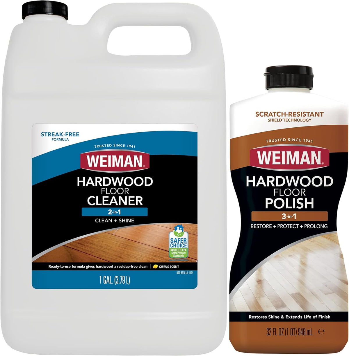 Weiman Hardwood Floor Cleaner and Polish - Cleans Vinyl Tile, Solid, Laminate, Natural Shine, No
