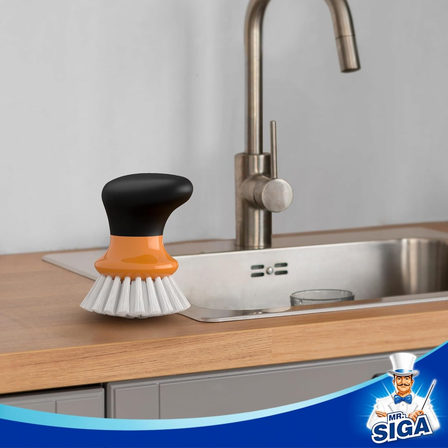 MR.SIGA Dish Scrub Brush, Palm Brush Dish Scrubber with Ergonomic Grip, Kitchen Brushes for Dishes