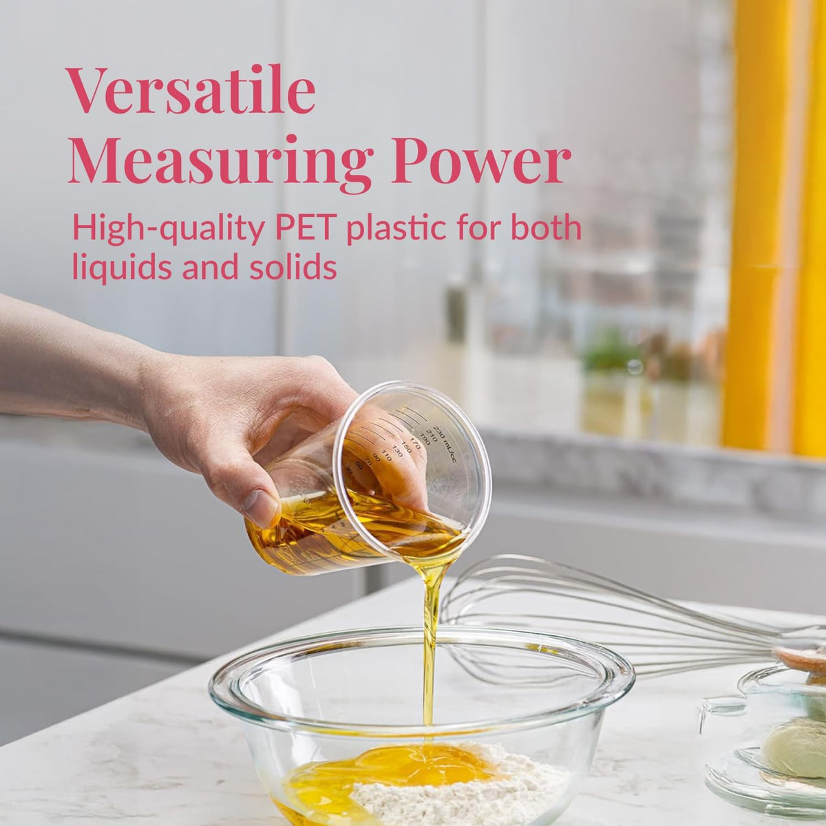 Prestee 50 Disposable Measuring Cups 8 oz - Plastic Paint Measuring Cups and Disposable Mixing Cups