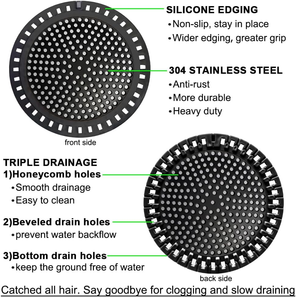 2PCS Shower Hair Drain Catcher/Strainer/Cover/Filter/Trap, Hair Stopper Floor Drain, Stainless