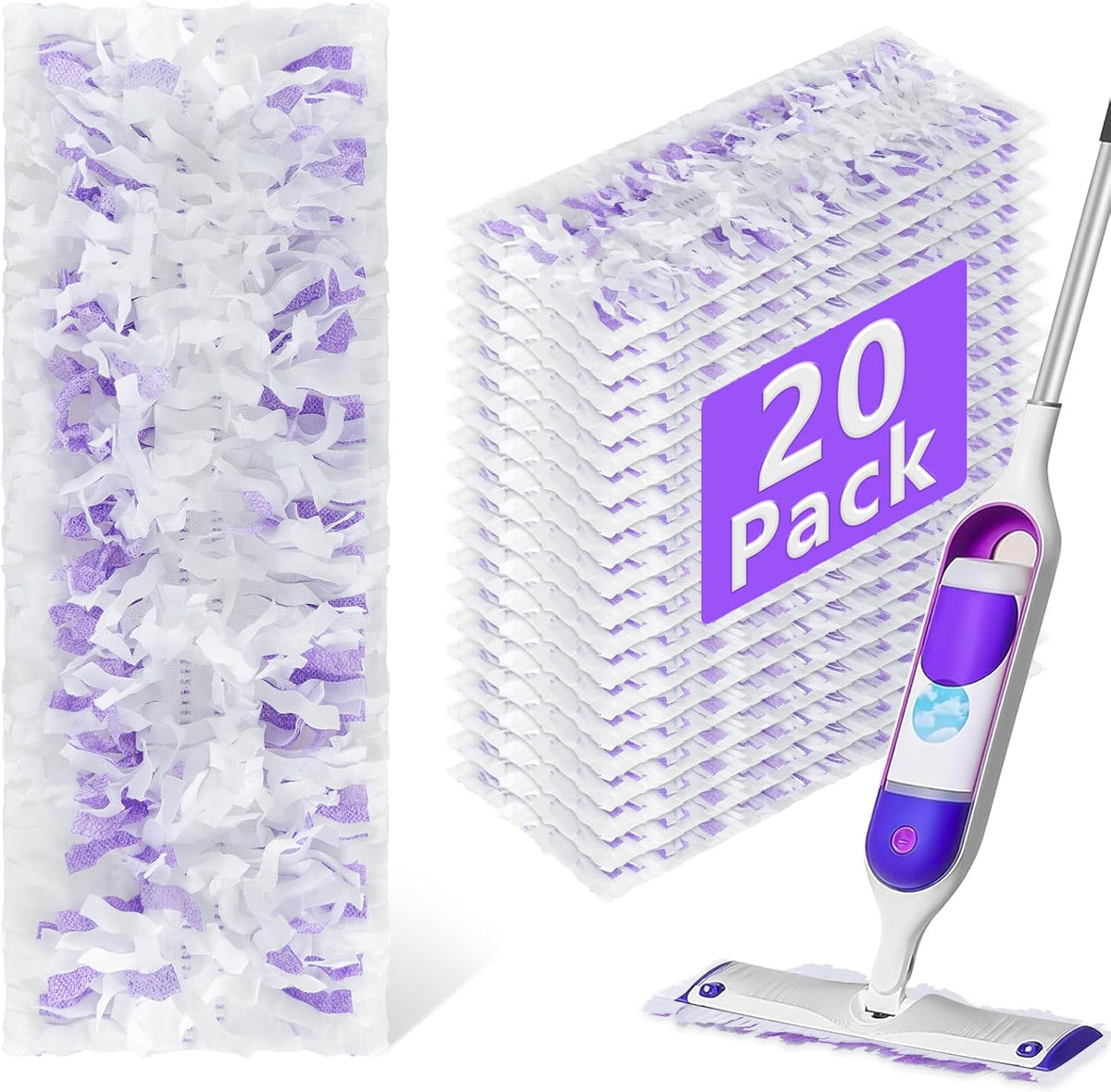 20 Pack Power Mop Refills Pad Compatible with Swiffer Power Mop Multi-Surface &Wood Mopping Pad