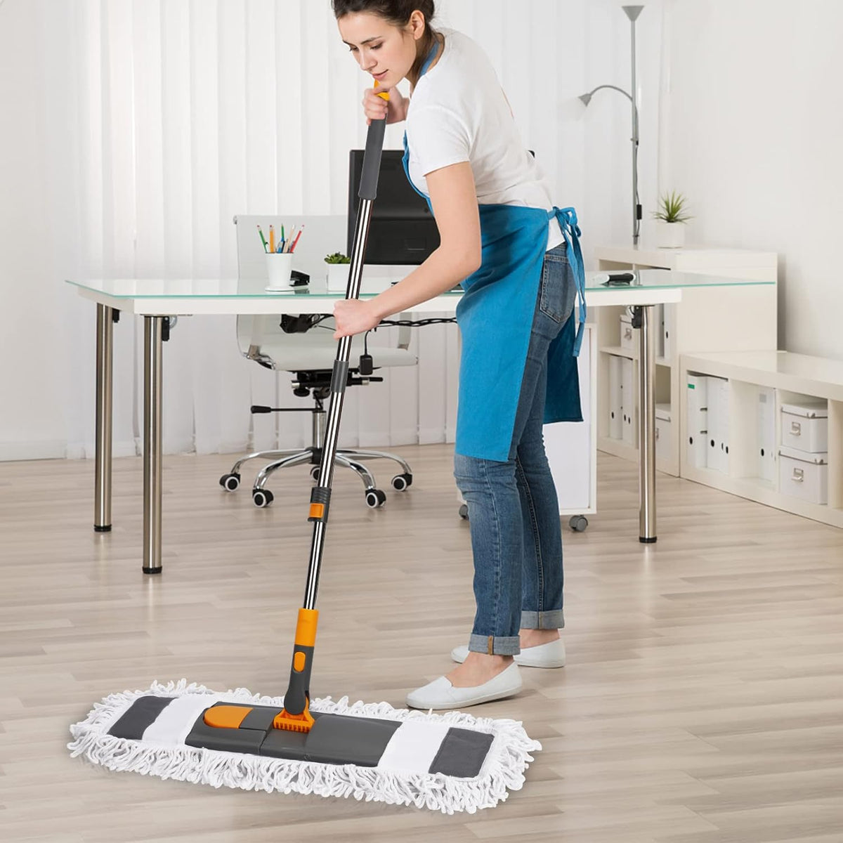 MASTERTOP Dust Mop for Floor Cleaning, Microfiber Floor Mop with 2 Washable Pads, Height Adjustable