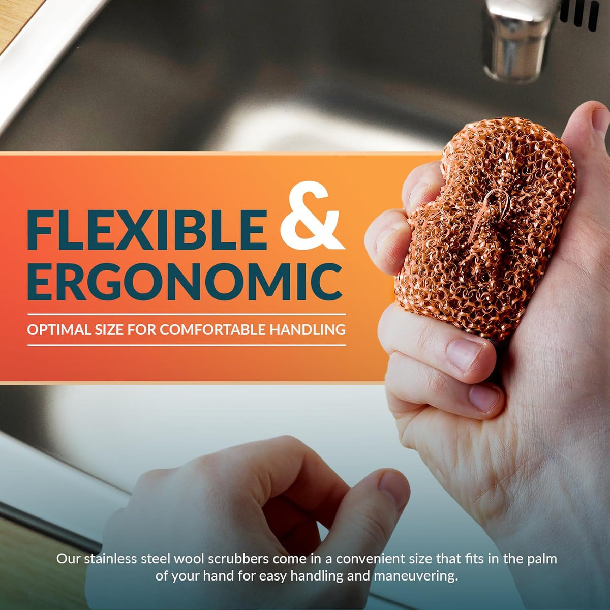 PAMI Heavy Duty Non Scratch Copper Scrubbers for Pots and Pans, Copper Wool Scrubber, Reusable