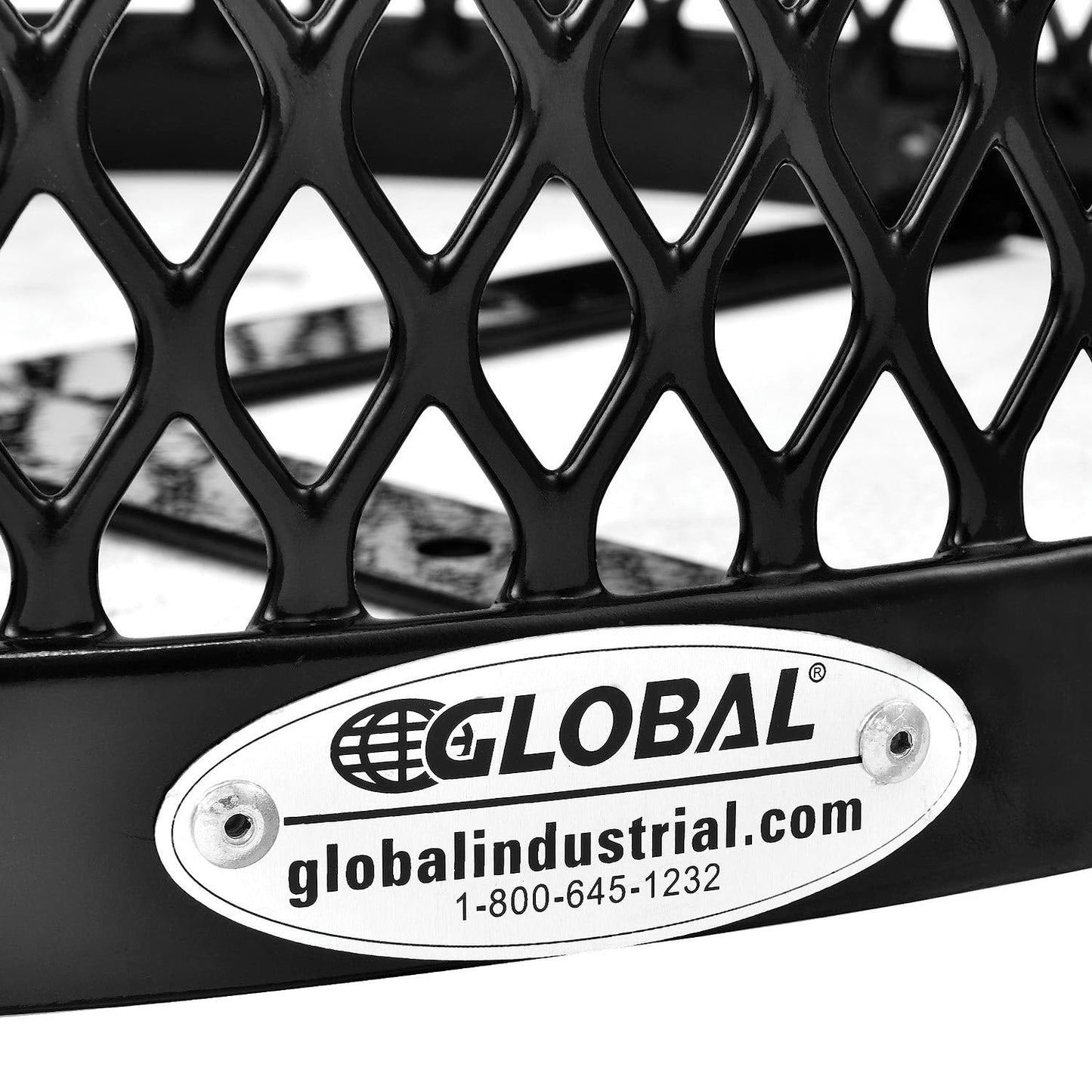 Global Industrial Outdoor Diamond Steel Trash Can with Flat Lid and Plastic Liner, 36 Gallon