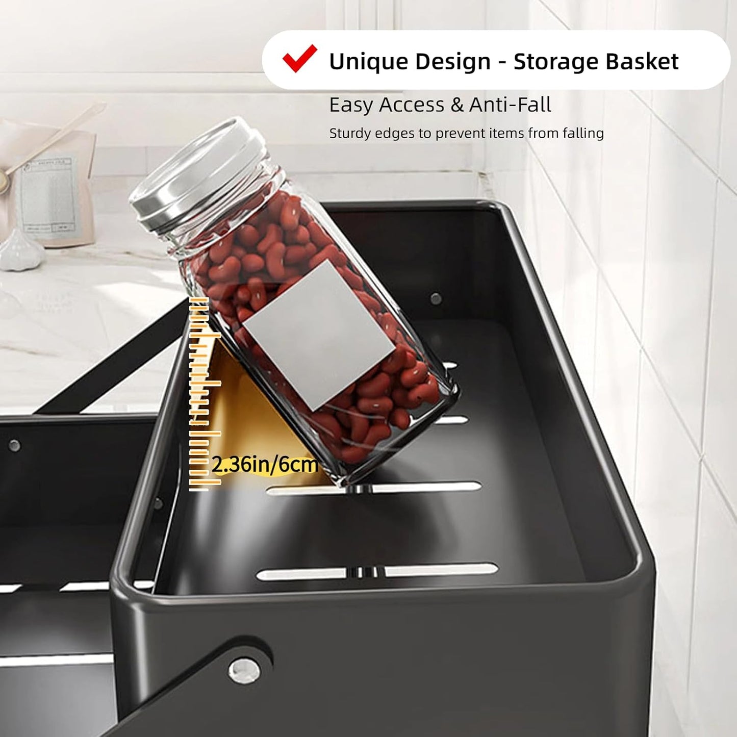 Bokelai Spice Rack 3 Tier Foldable Seasoning Organizer Jars Storage Holder Step Shelf for Cabinet