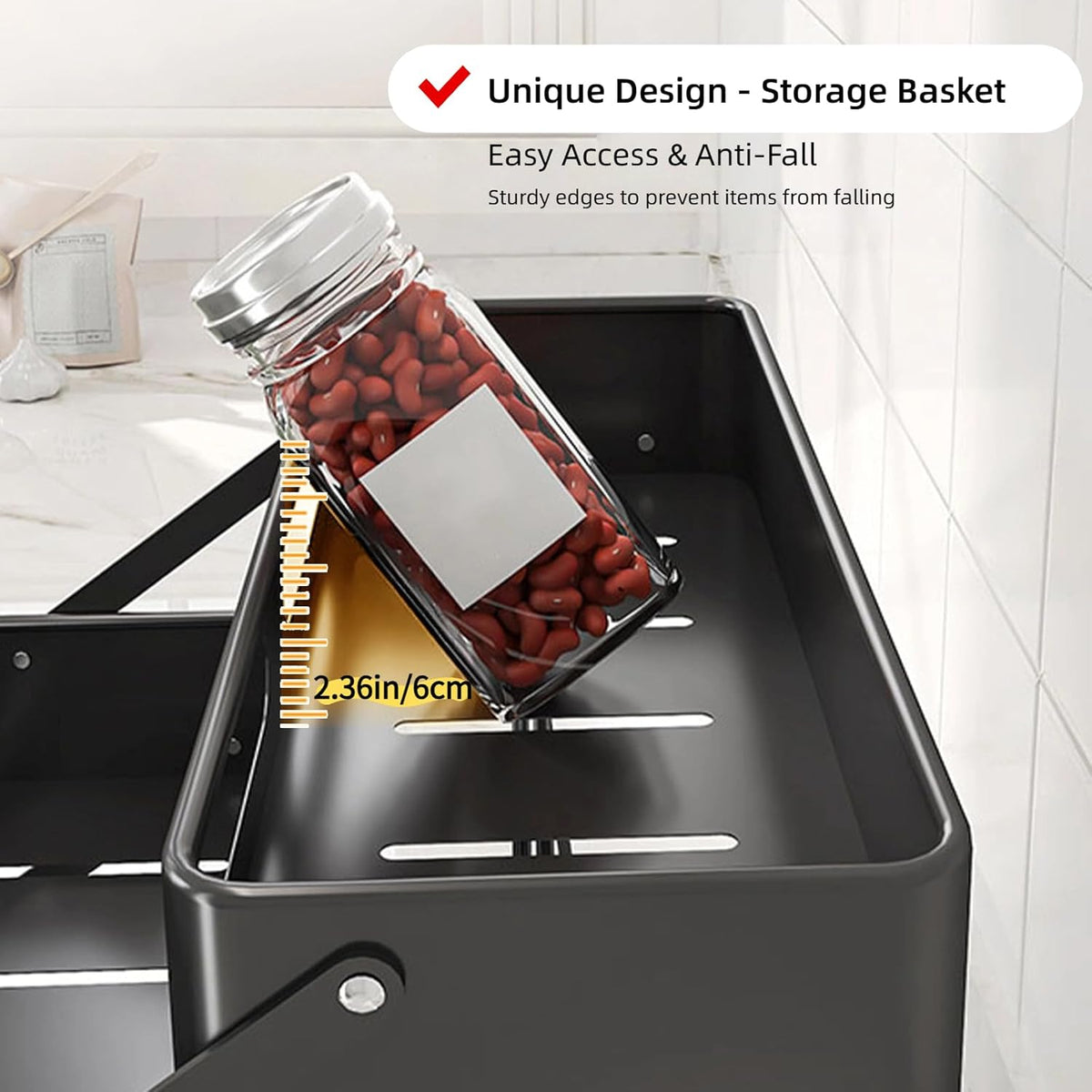 Bokelai Spice Rack 3 Tier Foldable Seasoning Organizer Jars Storage Holder Step Shelf for Cabinet