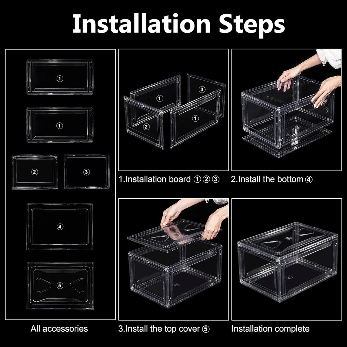 6 Pack Acrylic Shoe Boxes, Ultra Clear Shoe Boxes Stackable, Shoe Storage Box Sneaker Storage for