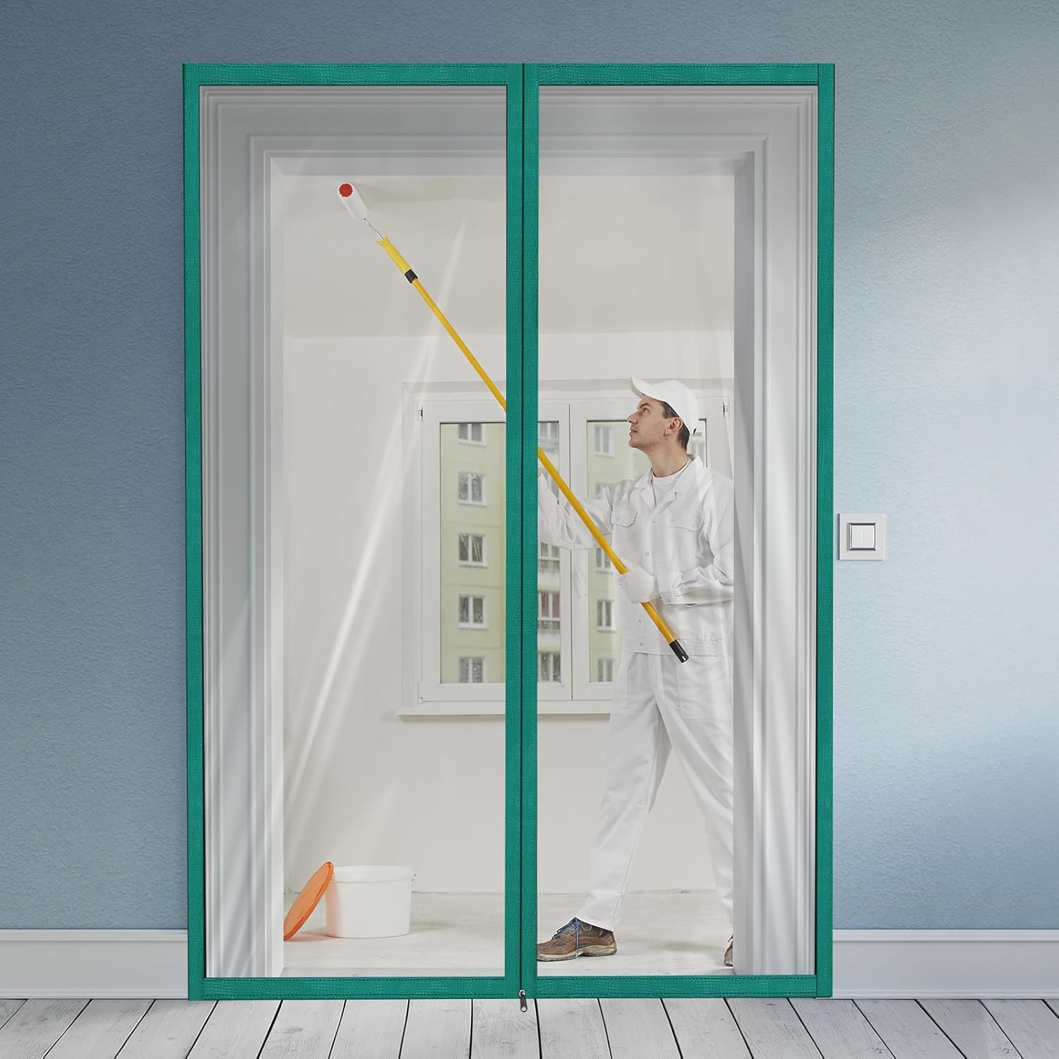 Amylove Zipper 48 x 87 Inch Dust Barrier Kit Green Edged Temporary Construction Door Barrier 4 x