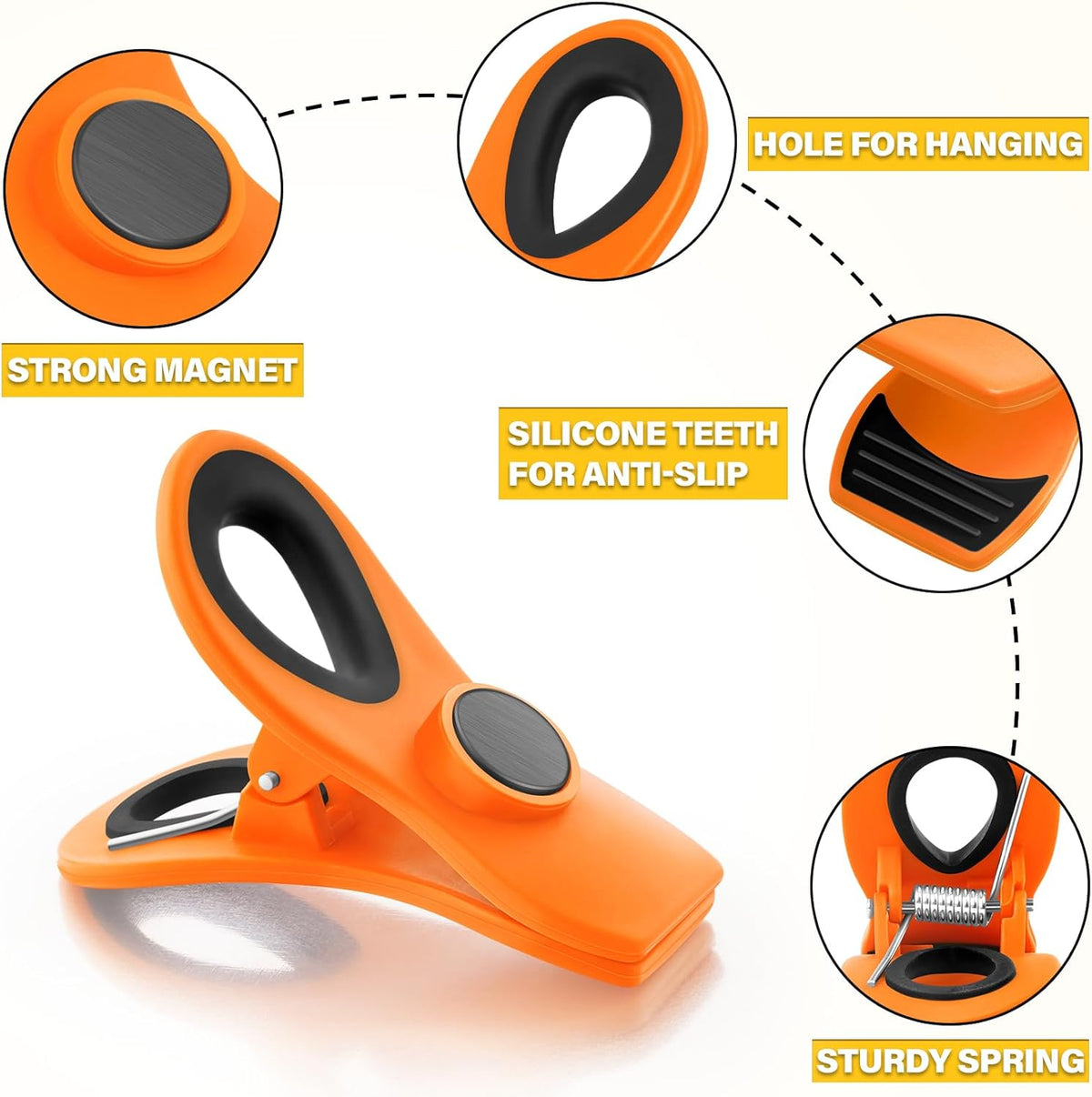 10 Pack Magnetic Chip Clips, Chip Clips Bag Clips, Magnetic Clip for Food Packages, Plastic