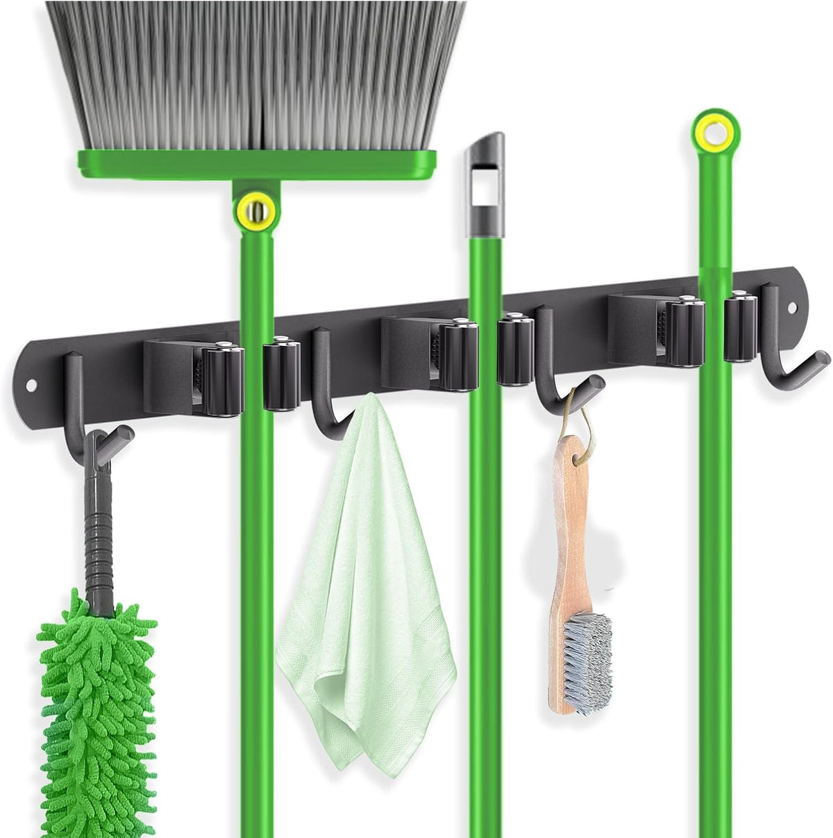 ZONGOOL Mop and Broom Holder Wall Mount, Broom Organizer Mop and Broom Storage Tool Racks Stainless