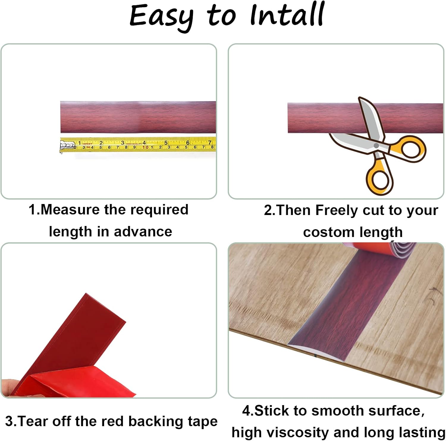 Floor/Door Flat Transition Strip & Self Adhesive Floor Vinyl Floor Edge Trim Laminate Floor Gap